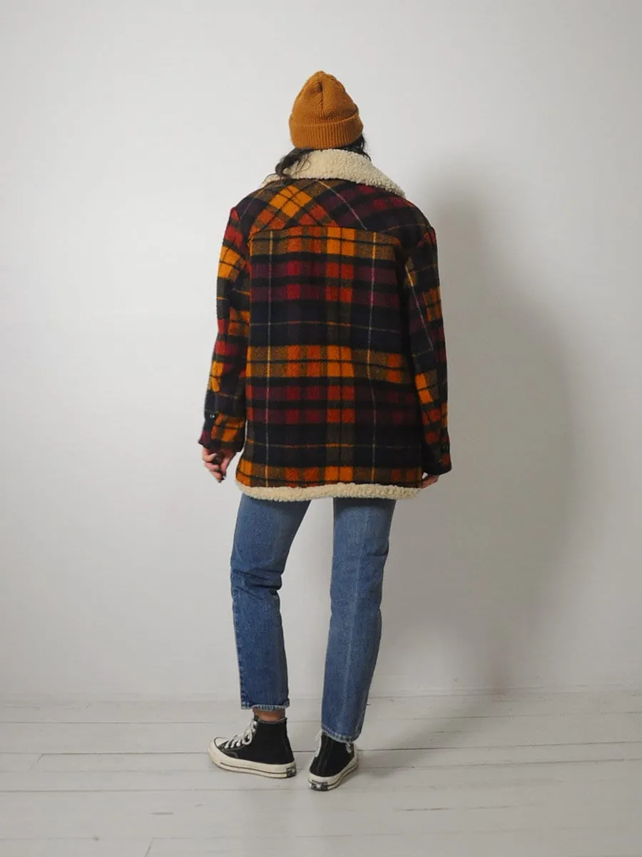 1970's Wool Plaid Sherpa Jacket