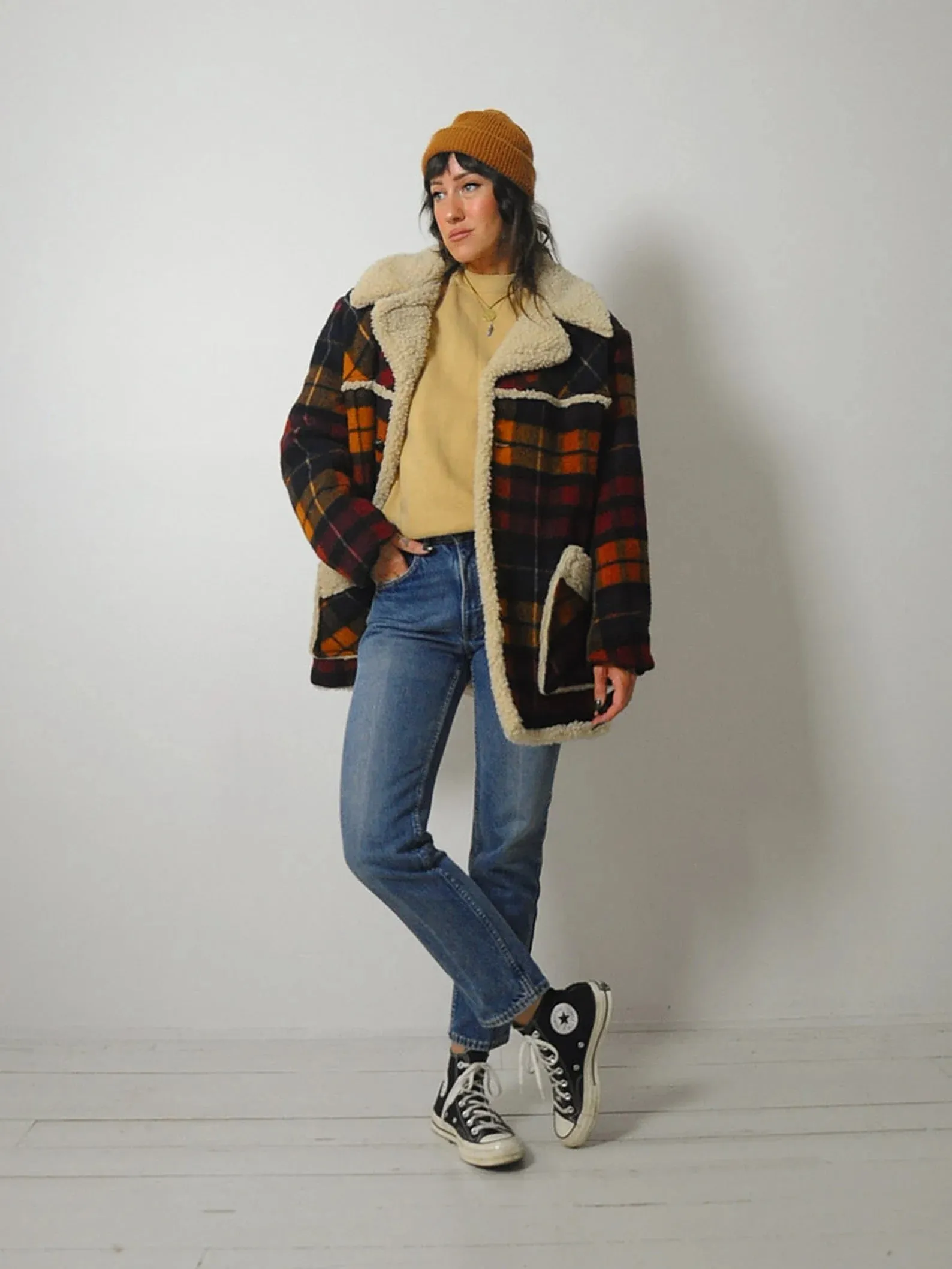 1970's Wool Plaid Sherpa Jacket