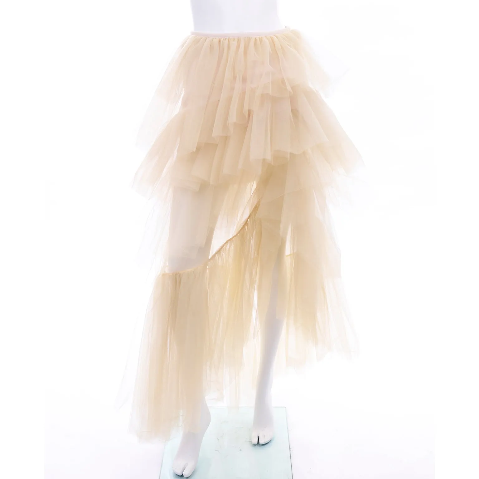 1990s Thierry Mugler Couture Gold Leather Corset Top & Tulle Skirt 2/4