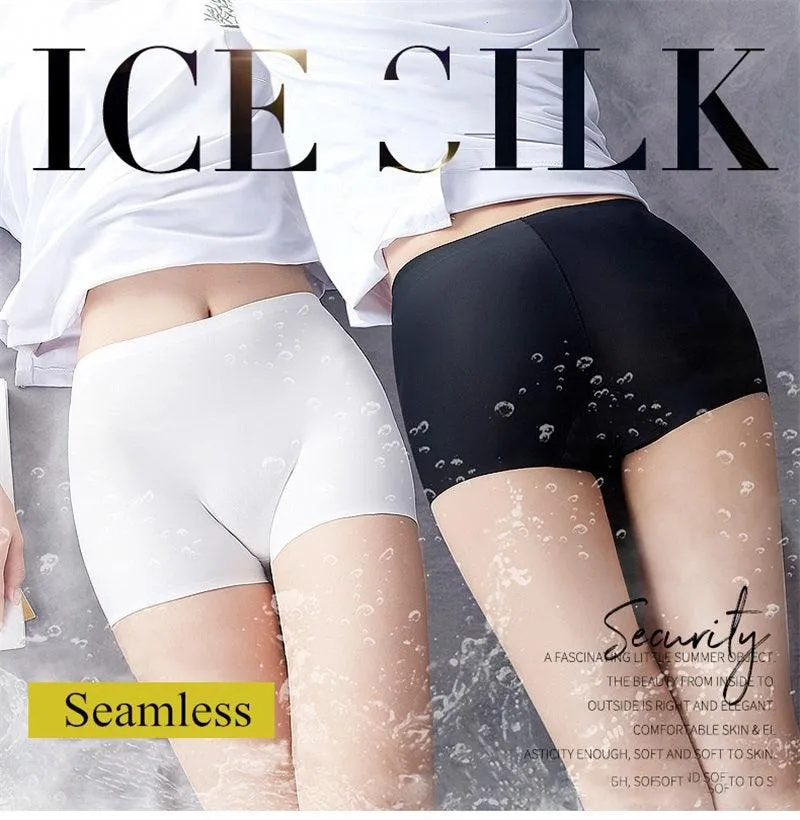 2 Pack Set Women's Boxer Seamless Boyshorts Ice Silk Ladies Safety Short Pants Mid Waist Summer Breathable Boyshorts