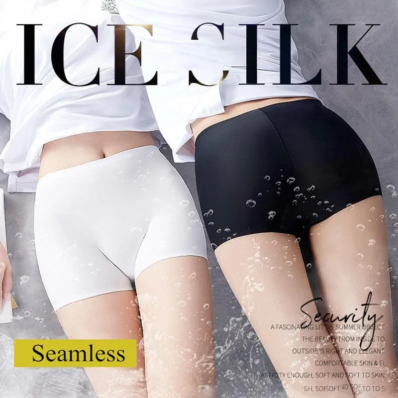 2 Pack Set Women's Boxer Seamless Boyshorts Ice Silk Ladies Safety Short Pants Mid Waist Summer Breathable Boyshorts