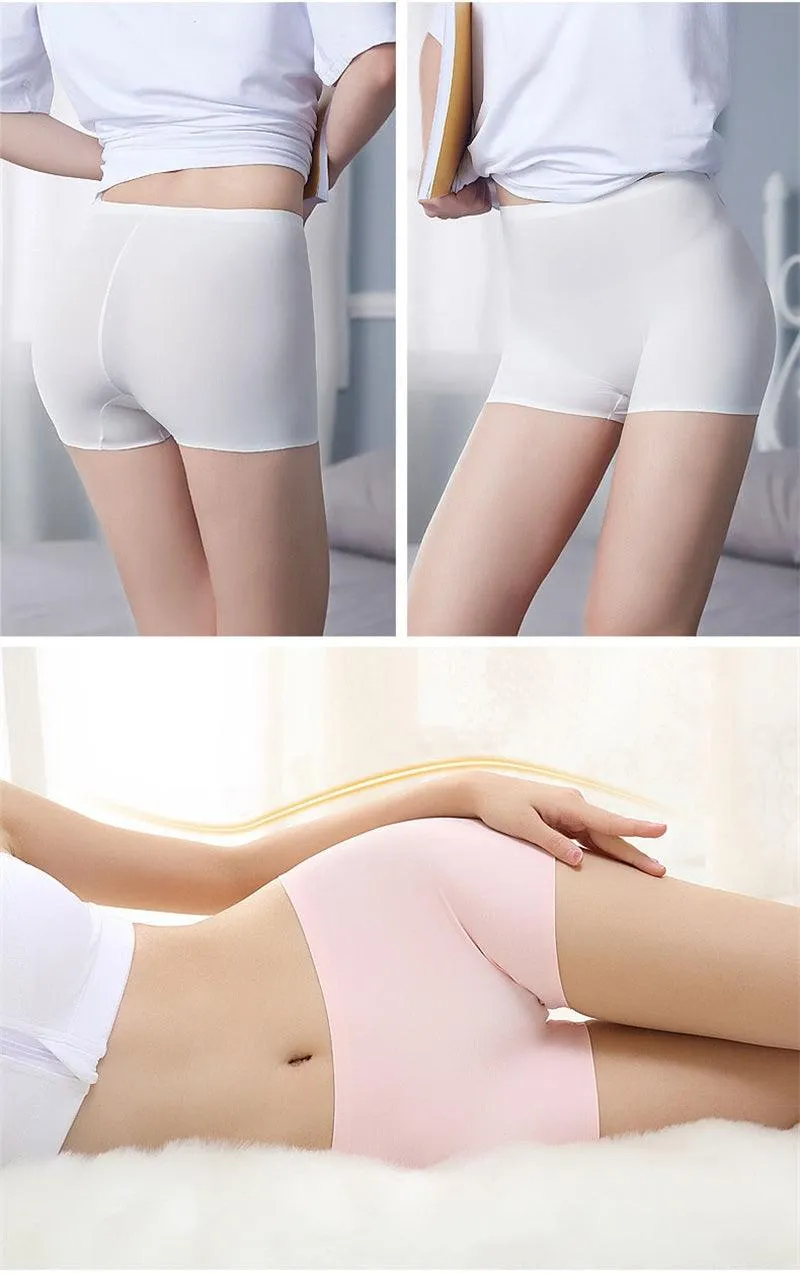 2 Pack Set Women's Boxer Seamless Boyshorts Ice Silk Ladies Safety Short Pants Mid Waist Summer Breathable Boyshorts