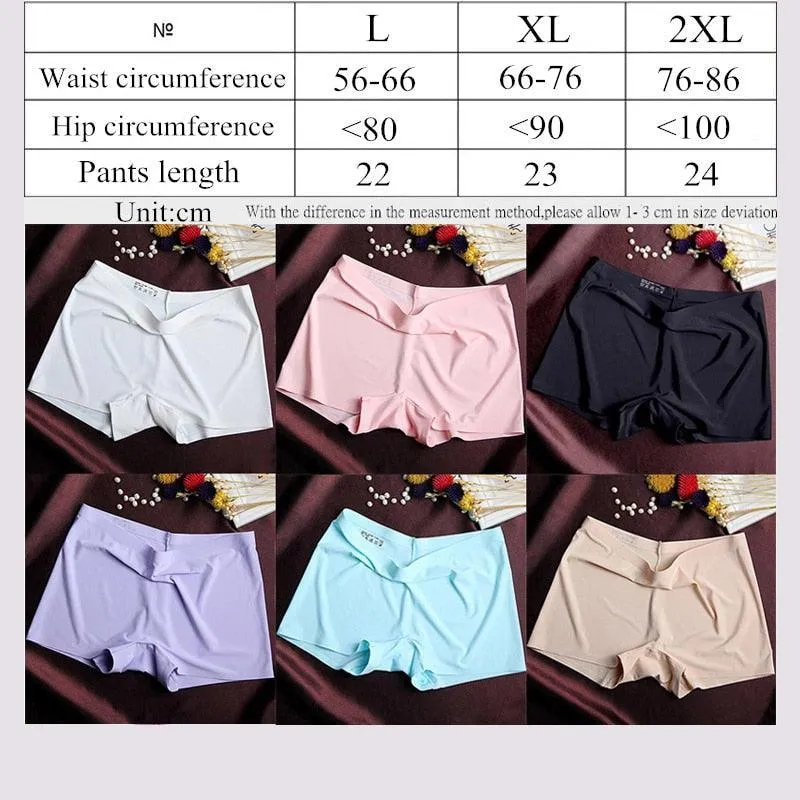 2 Pack Set Women's Boxer Seamless Boyshorts Ice Silk Ladies Safety Short Pants Mid Waist Summer Breathable Boyshorts