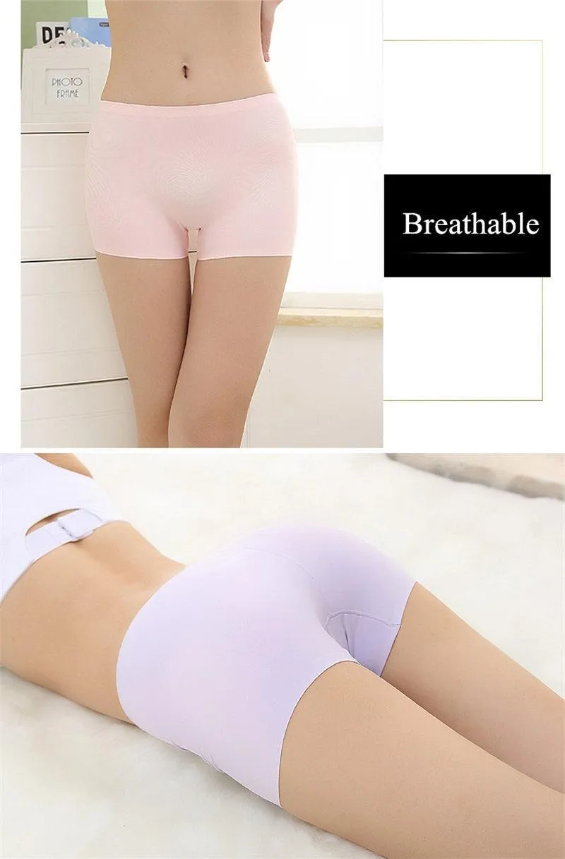 2 Pack Set Women's Boxer Seamless Boyshorts Ice Silk Ladies Safety Short Pants Mid Waist Summer Breathable Boyshorts