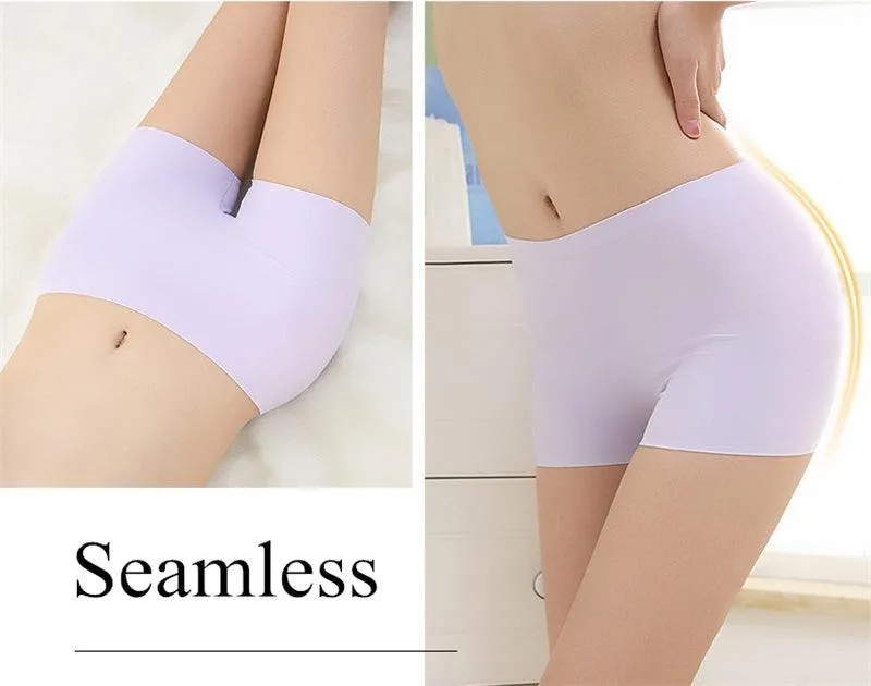 2 Pack Set Women's Boxer Seamless Boyshorts Ice Silk Ladies Safety Short Pants Mid Waist Summer Breathable Boyshorts