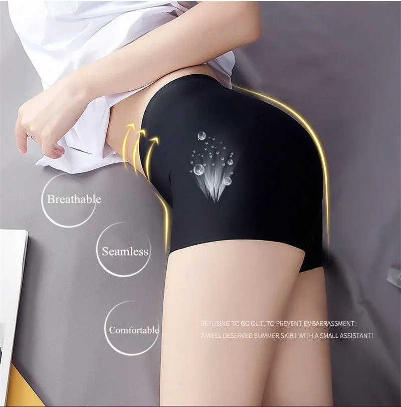 2 Pack Set Women's Boxer Seamless Boyshorts Ice Silk Ladies Safety Short Pants Mid Waist Summer Breathable Boyshorts