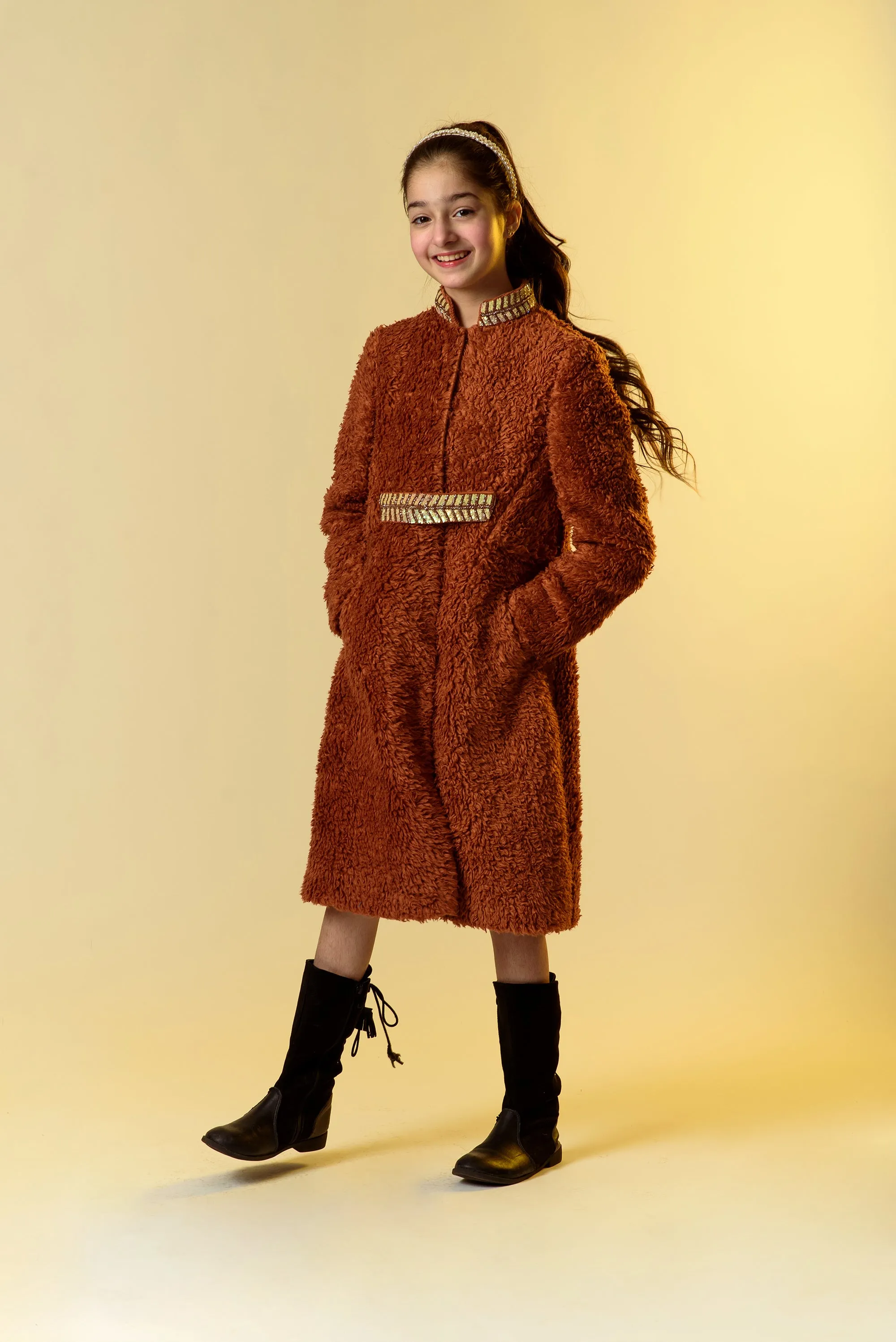 A day in the Woods- Embroidered Organic Sherpa Coat For Girls