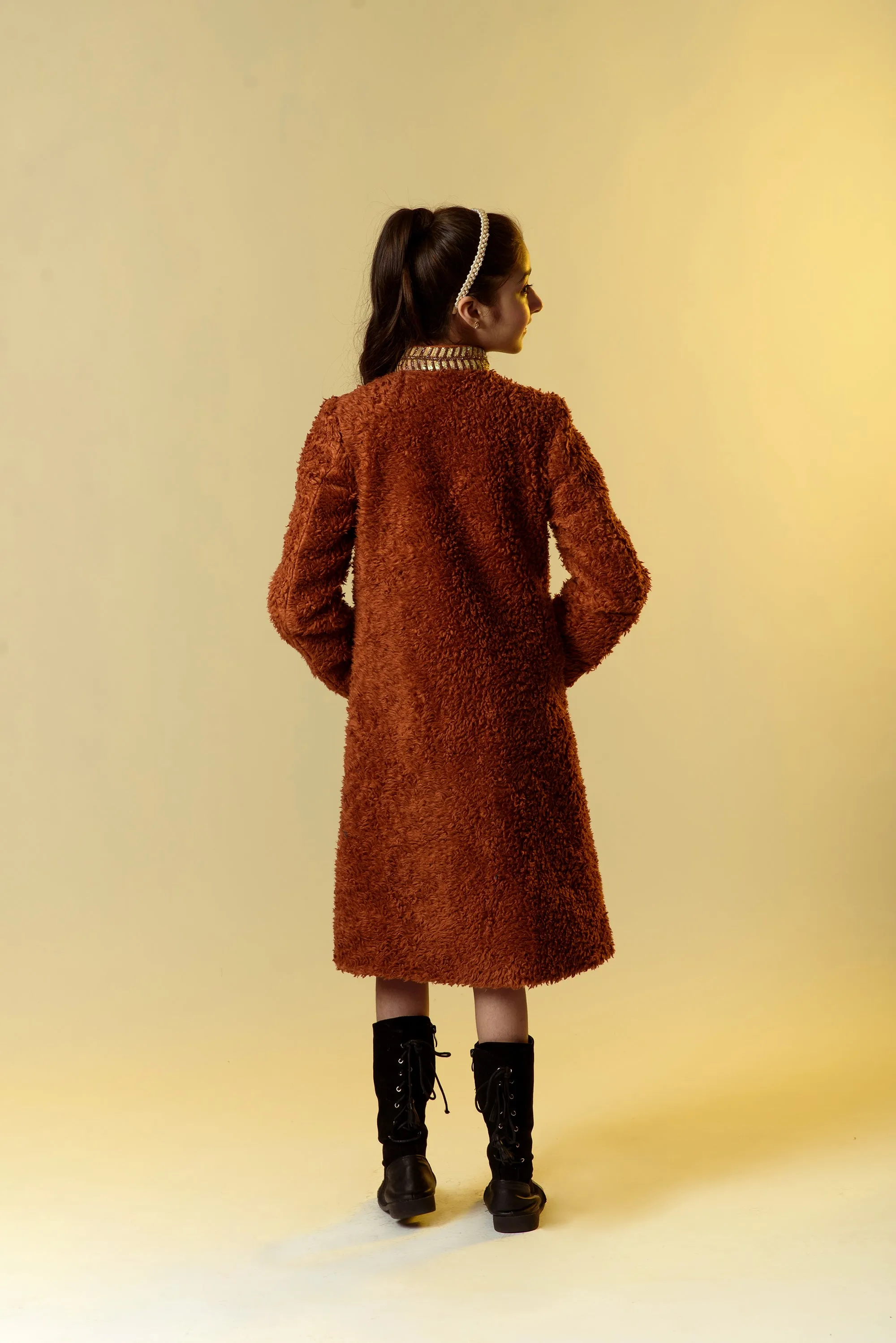 A day in the Woods- Embroidered Organic Sherpa Coat For Girls