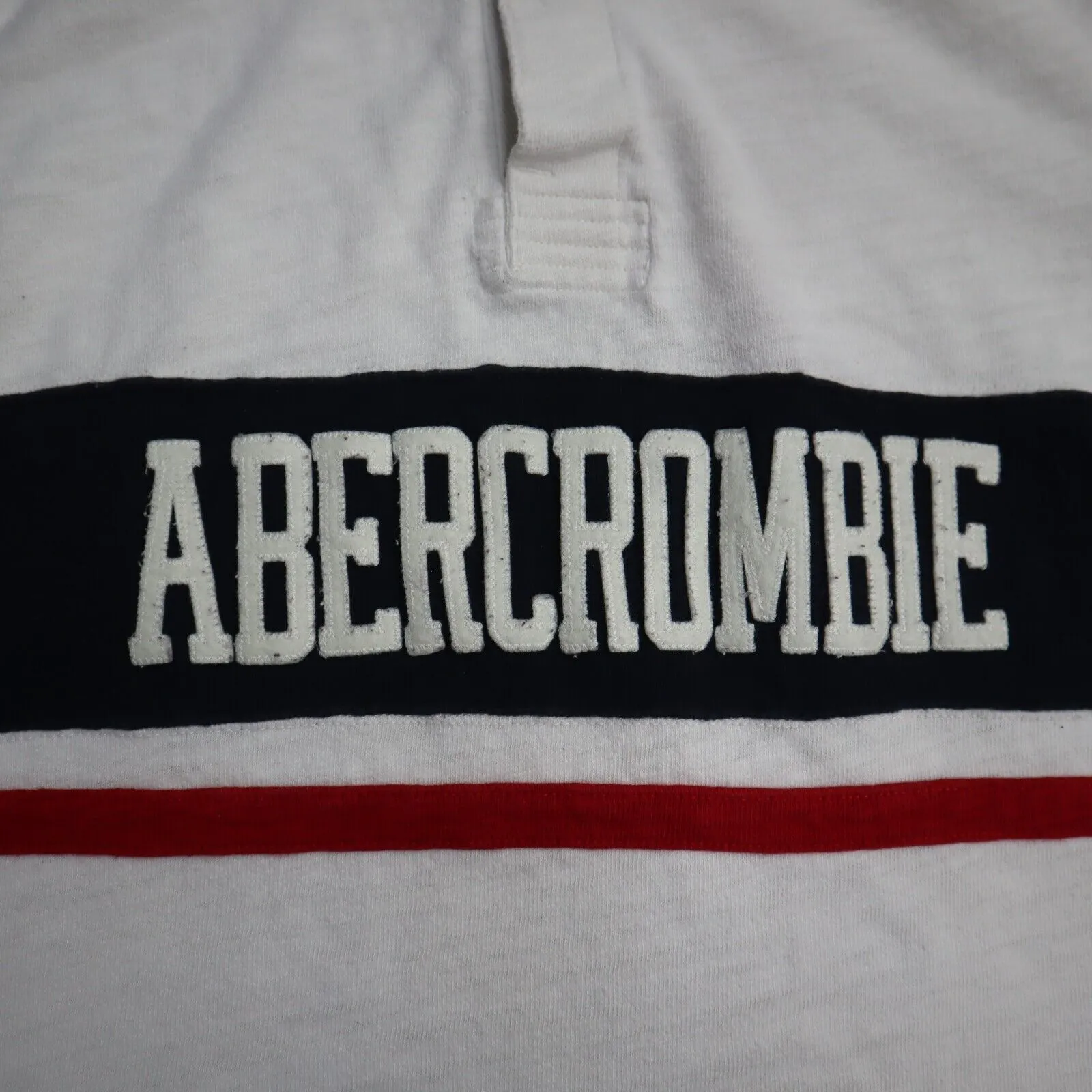 Abercrombie & Fitch Mens Polo Sweater Ribbed Cuff Long Sleeve White Size Medium