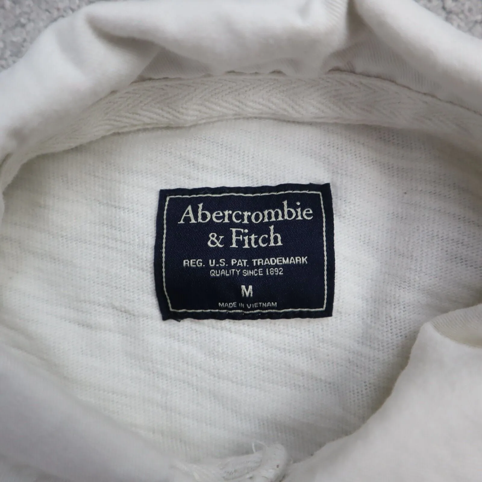 Abercrombie & Fitch Mens Polo Sweater Ribbed Cuff Long Sleeve White Size Medium