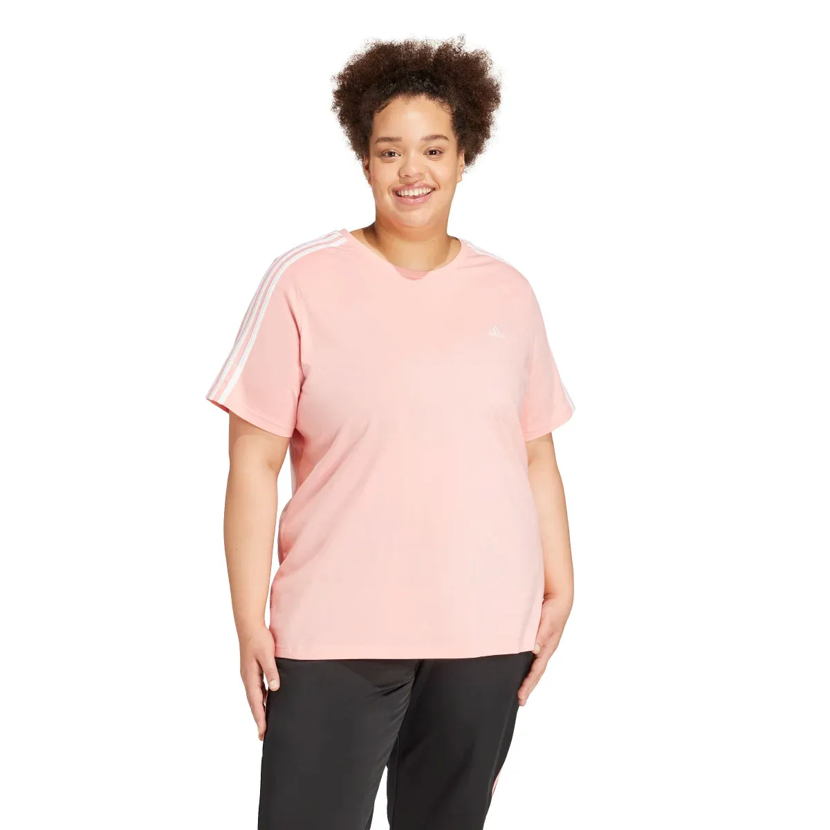 adidas Women's Essentials Slim 3-Stripes Tee (Plus Size)