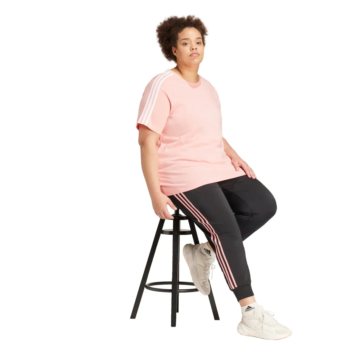 adidas Women's Essentials Slim 3-Stripes Tee (Plus Size)