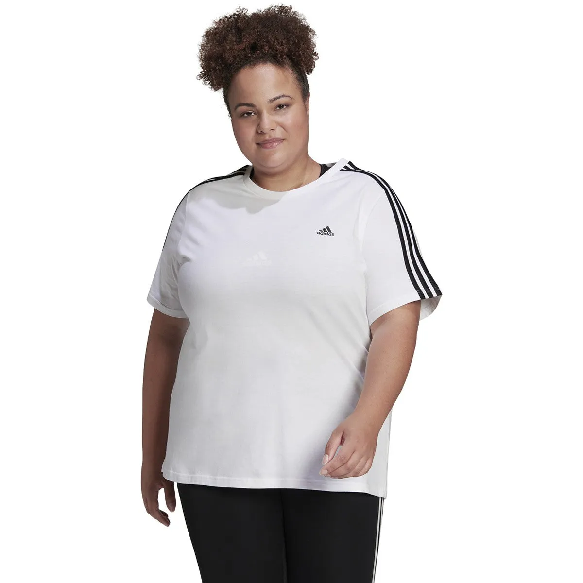 adidas Women's Essentials Slim 3-Stripes Tee (Plus Size)