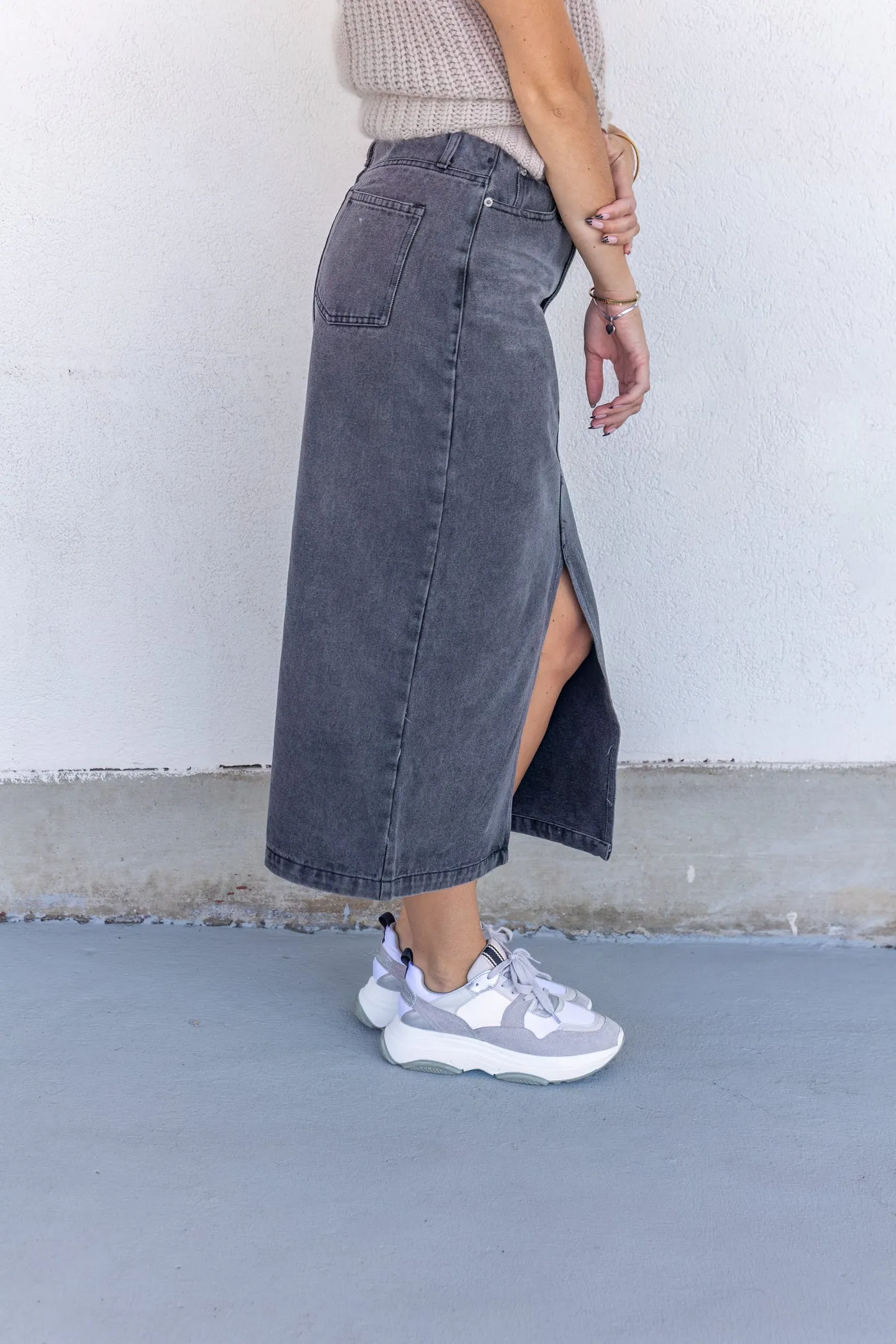 ALYSSA GREY DENIM SKIRT