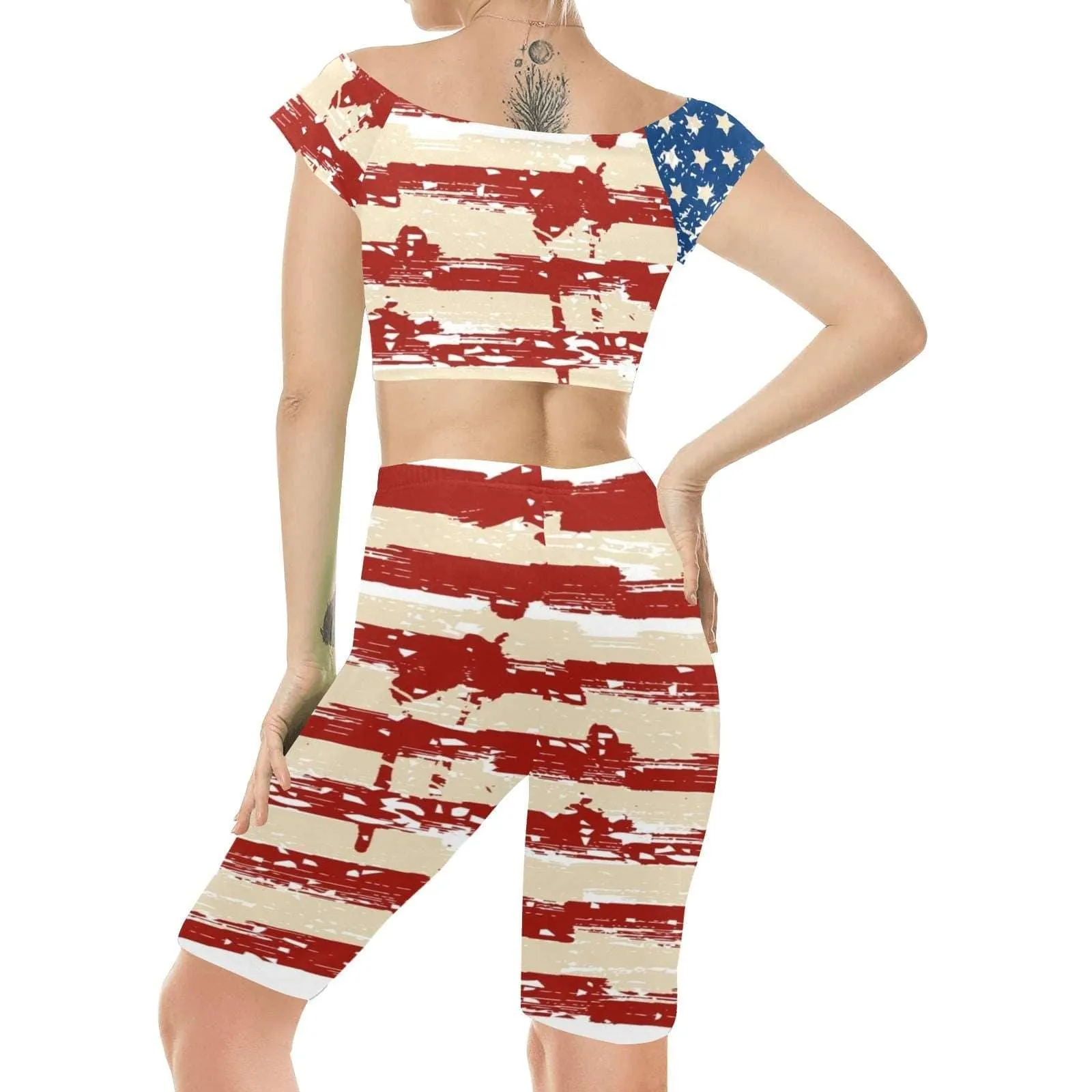 American Woman Crop Top Gym Set