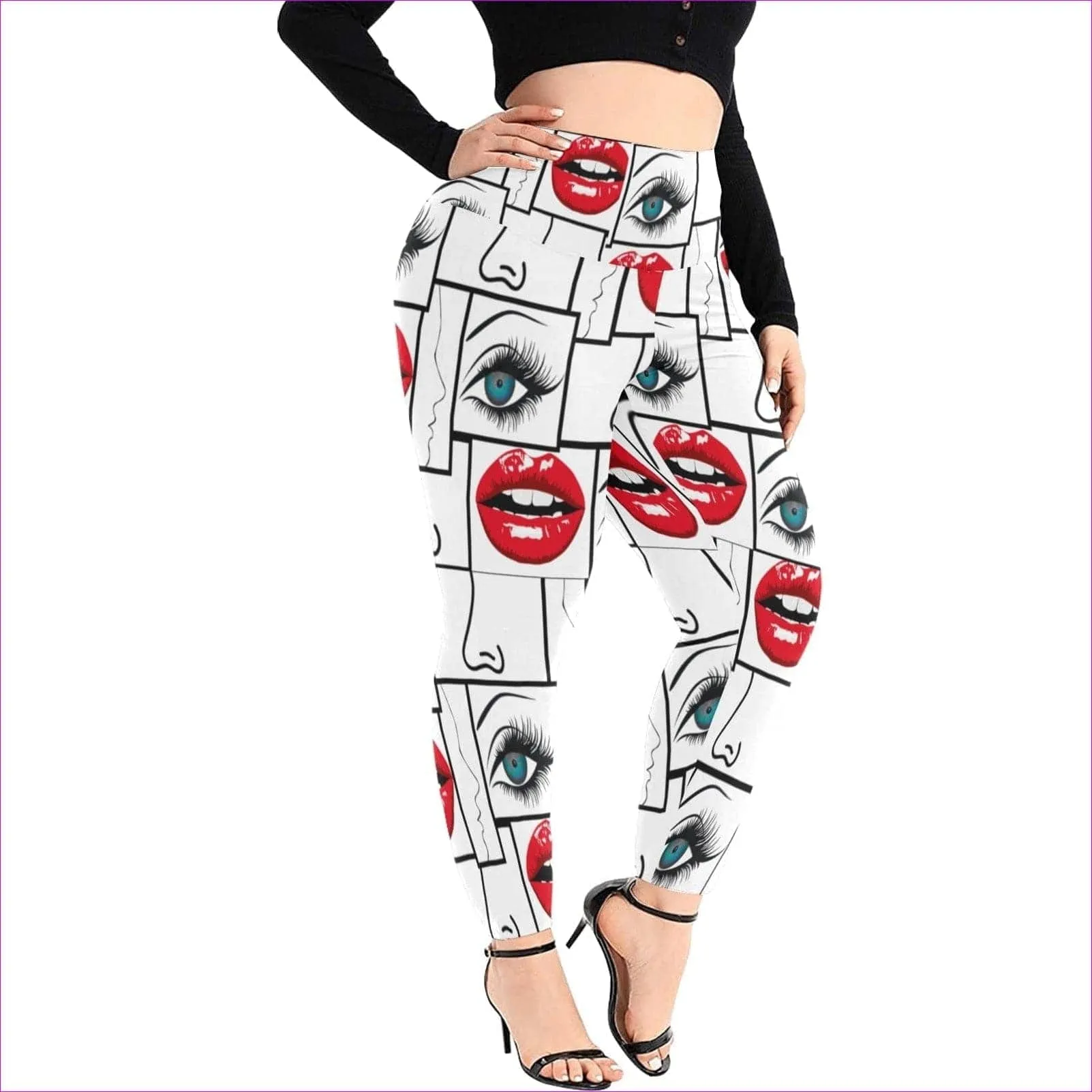 Attributes Womens High Waist Voluptuous Plus Size Leggings