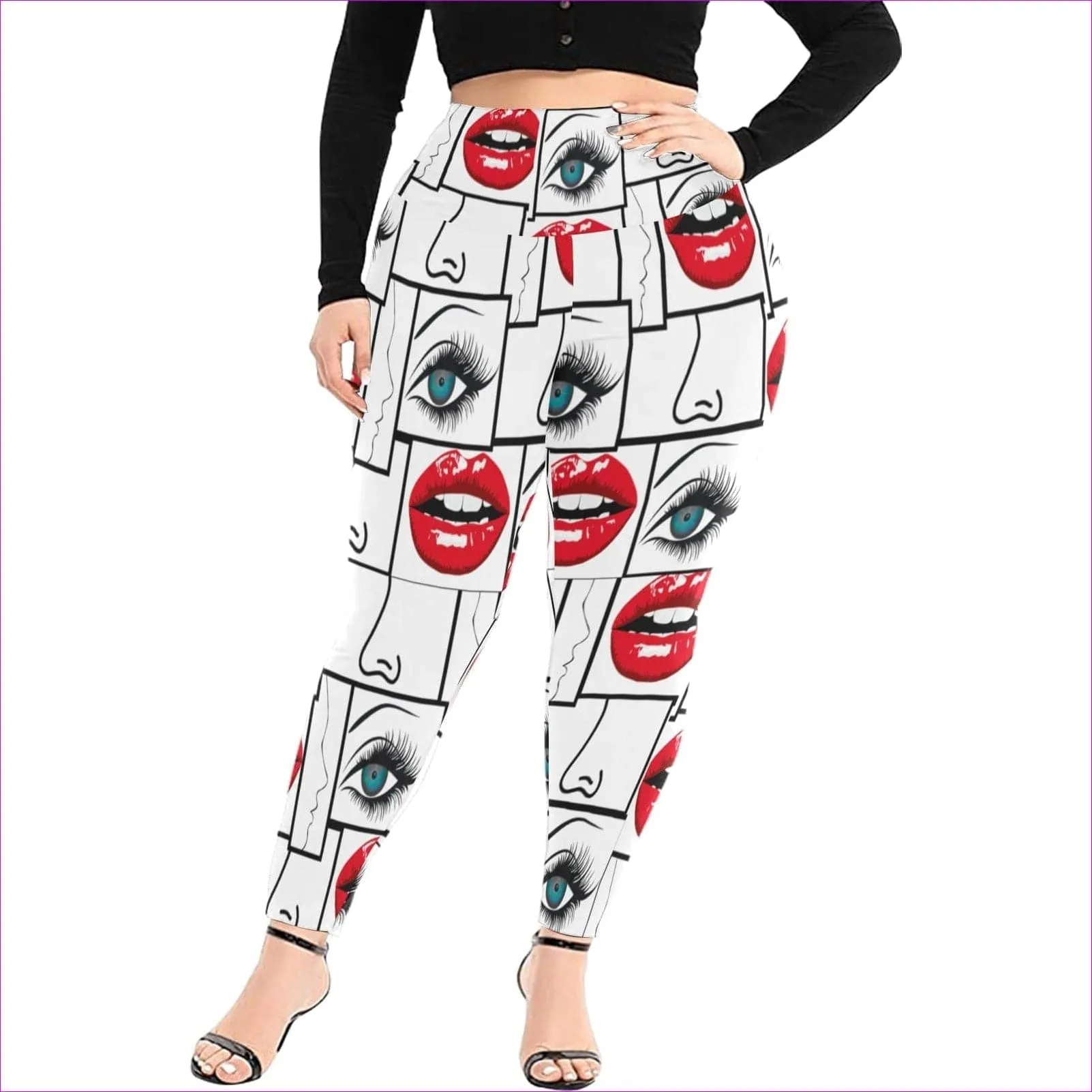 Attributes Womens High Waist Voluptuous Plus Size Leggings