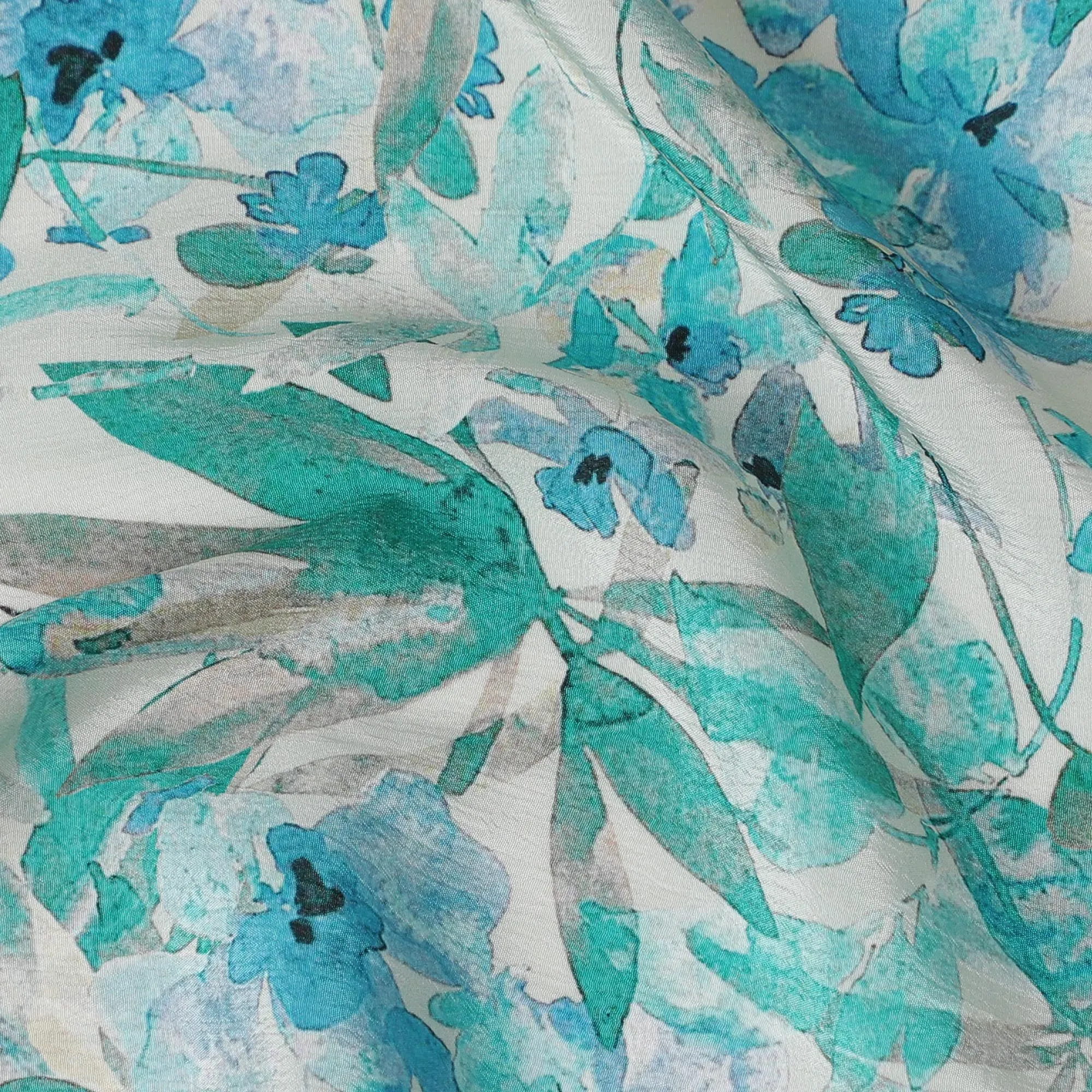 Azure Meadow Viscose Crepe Fabric - 110cm Wide - Spring Freshness for Stylish Wardrobes - Buy Online-D18231