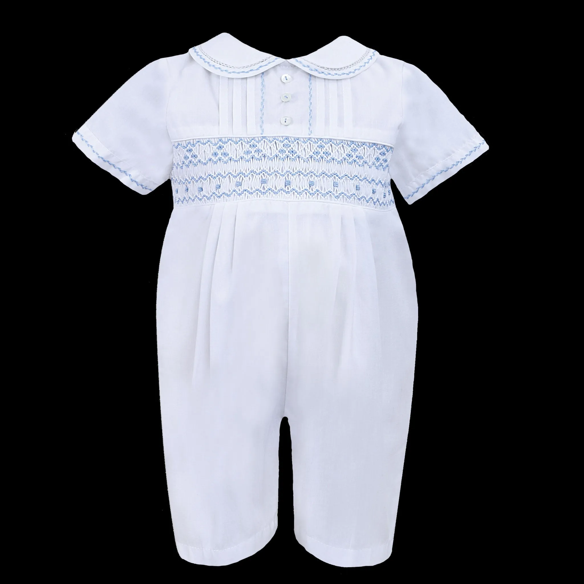 Baby Boy Christening Romper - Sarah Louise C6000 White / Blue