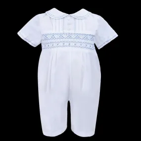 Baby Boy Christening Romper - Sarah Louise C6000 White / Blue