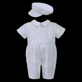 Baby Boy White Romper with matching hat - Christening - Sarah Louise C3003