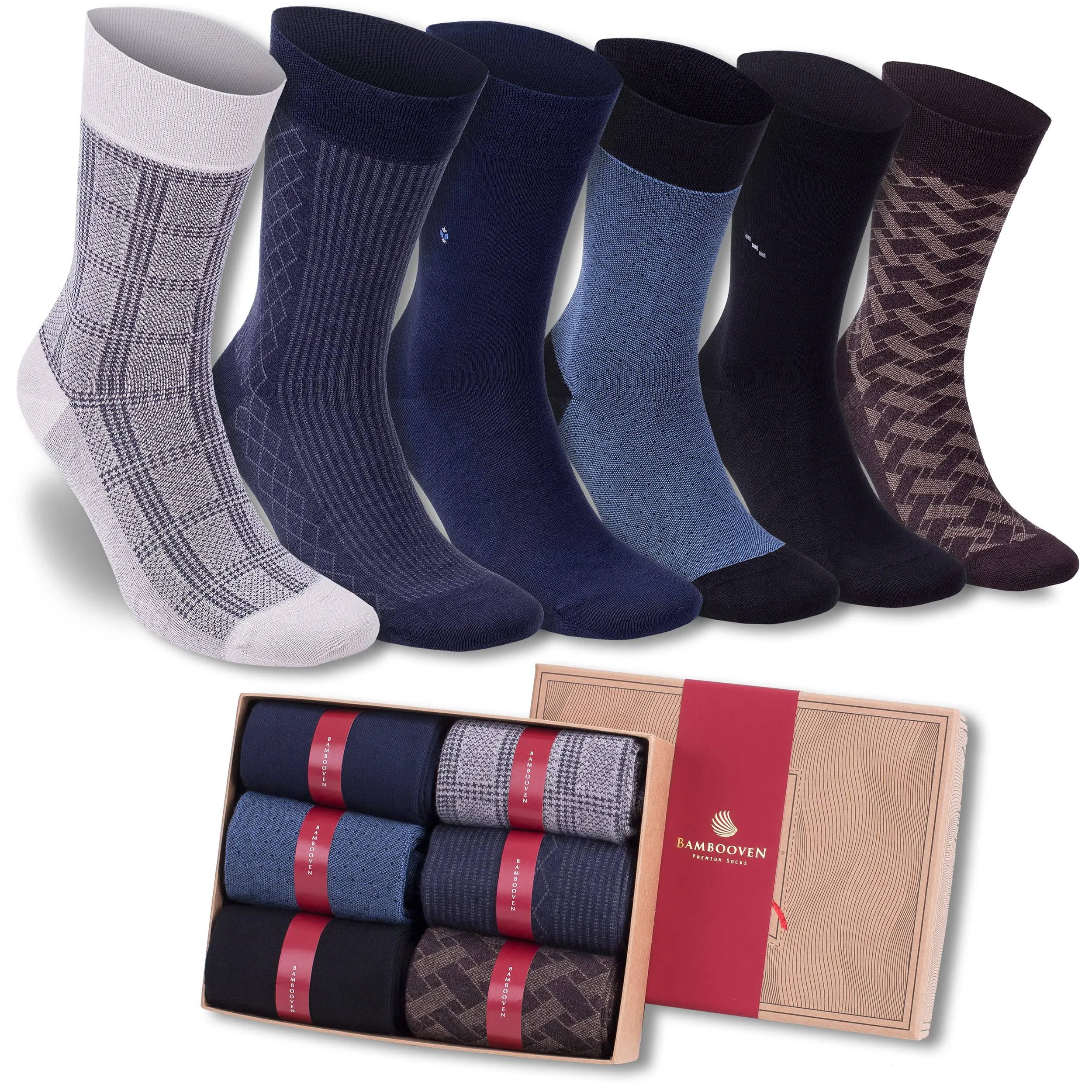 Bambooven Men’s Dress & Trouser Socks – Odor-Free Bamboo (6 Pairs)