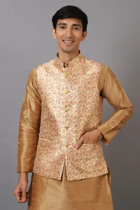 Banarasi Rayon Cotton Golden Modi Nehru Jacket