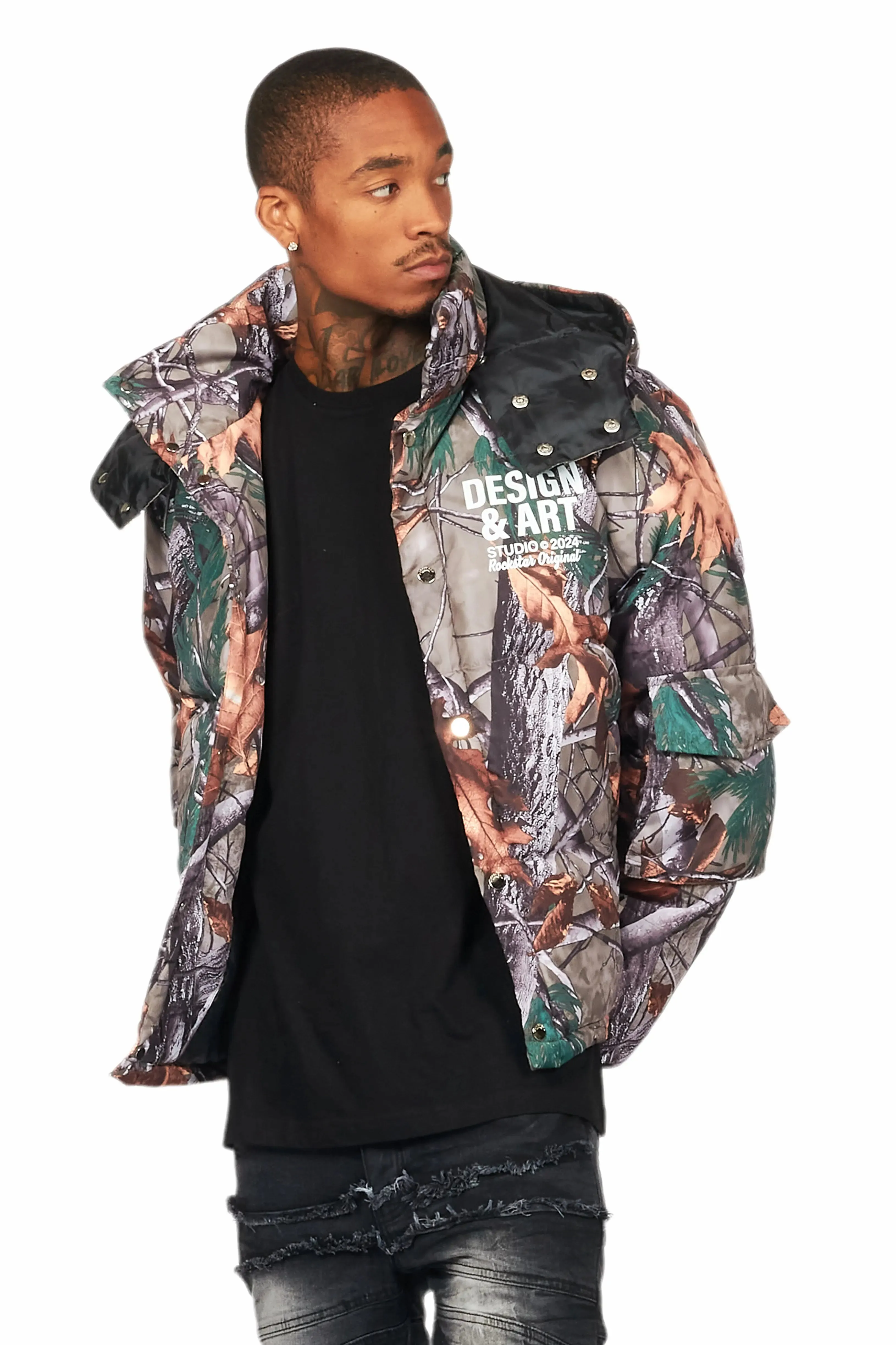 Bandik Beige Tree Camo Puffer Jacket