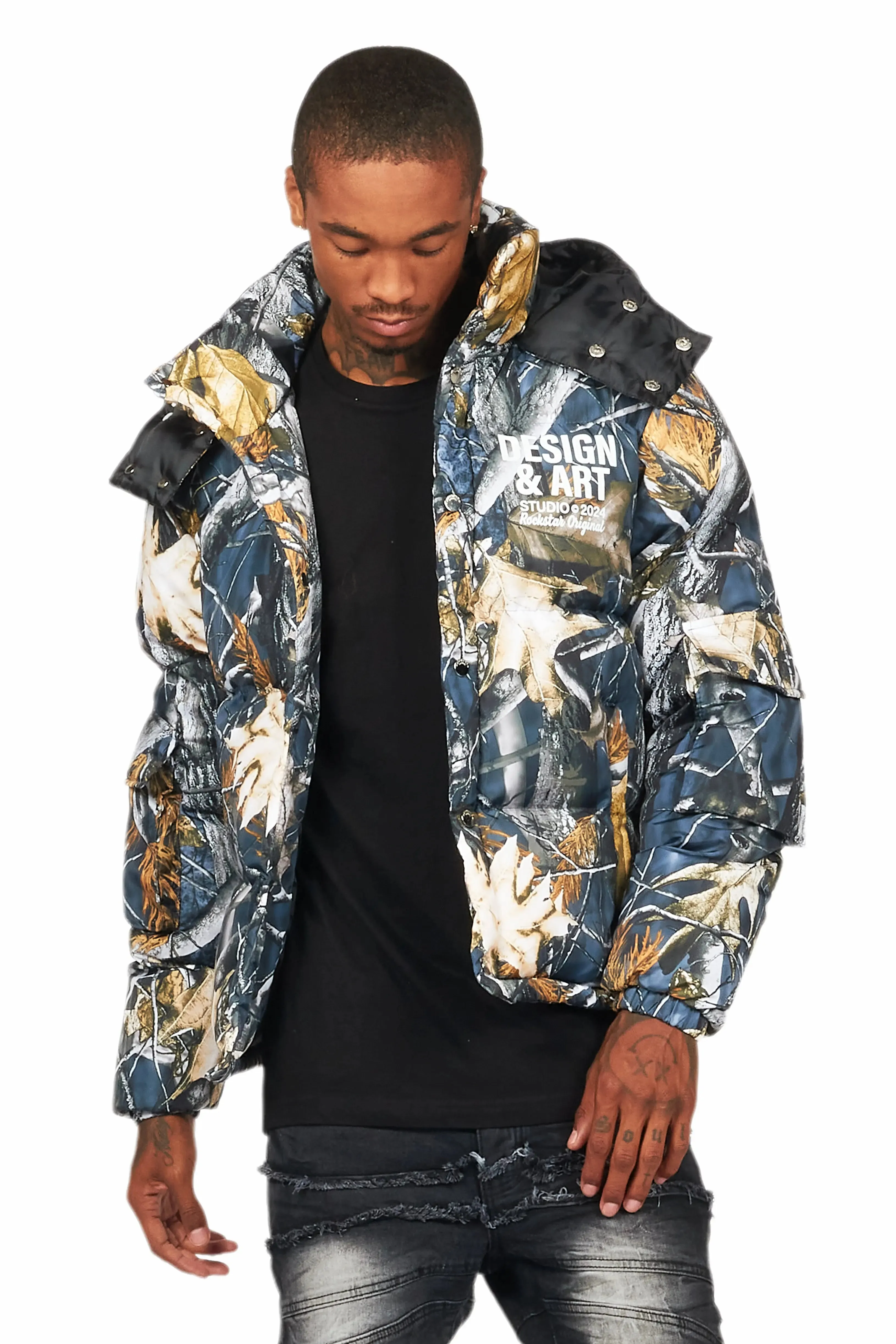 Bandik Black Tree Camo Puffer Jacket