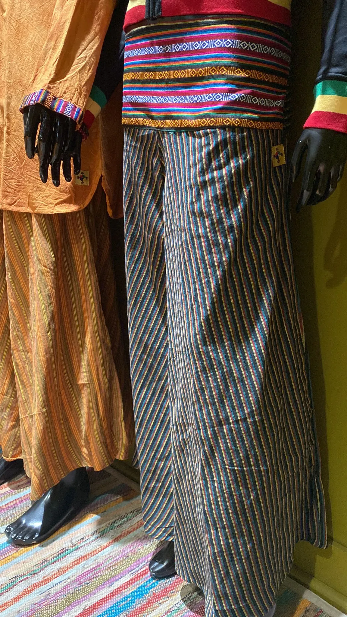 Bhutani Cotton Waist Wide-Leg Flare Pants - Stripes