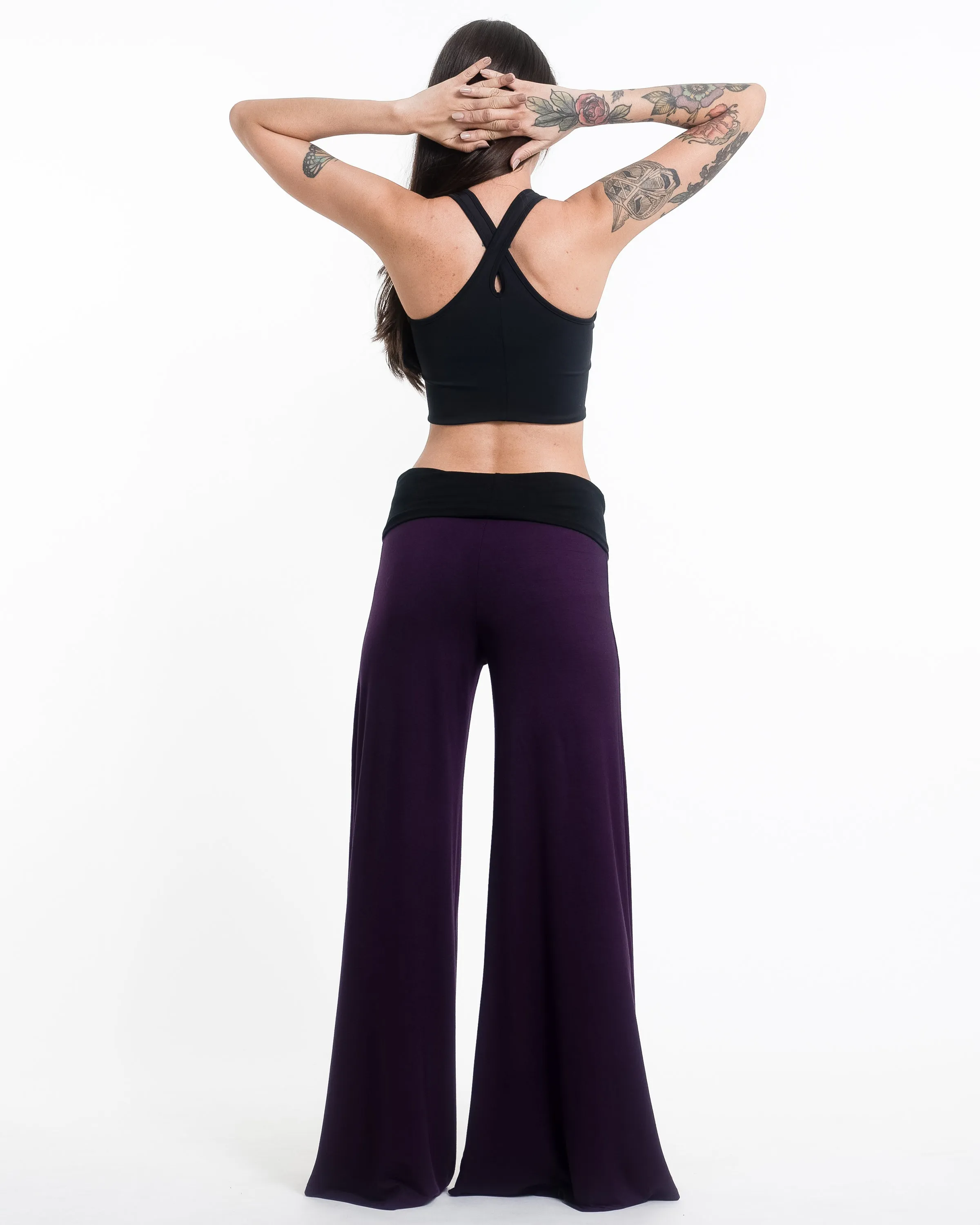 Birds Spandex Wide Leg Palazzo Pants in Purple