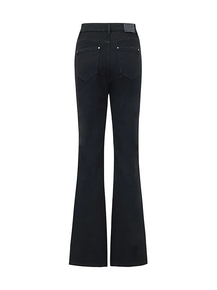 Black Ankle Length Flared Jeans