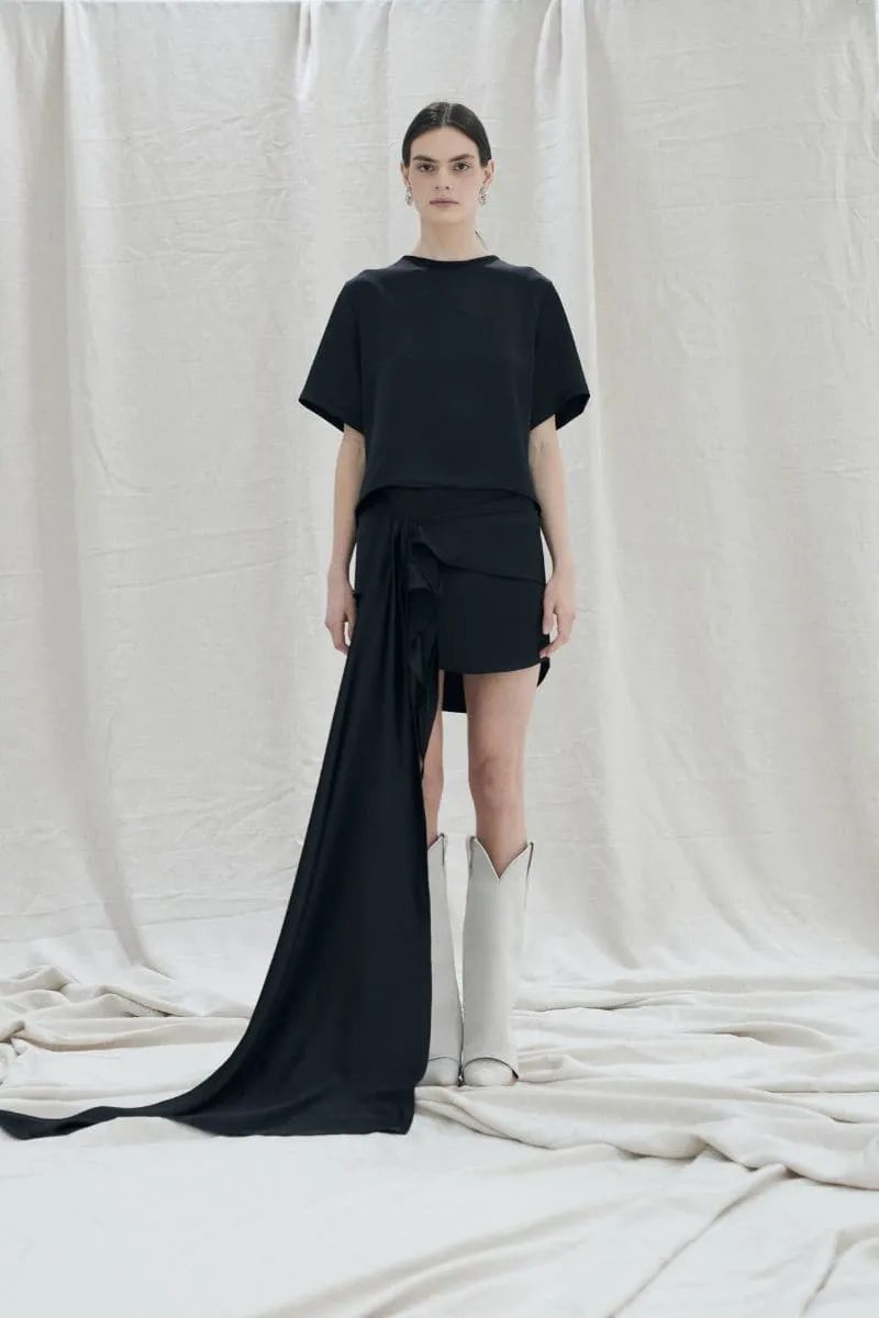 BLACK ASYMMETRICAL MAGDALENA SKIRT