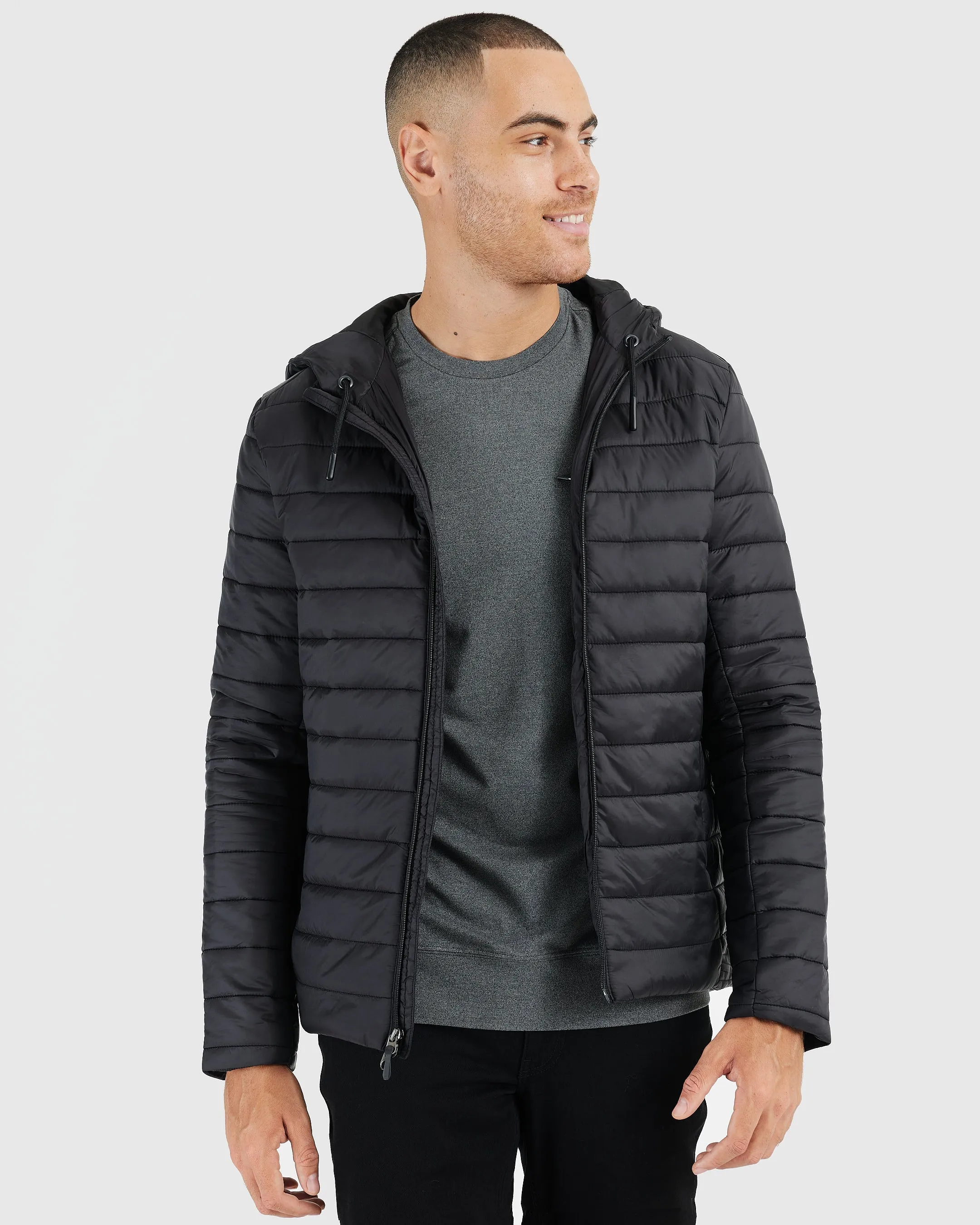 Black Hooded Puffer Jacket