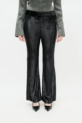 Black Velvet Metallic Striped Pant