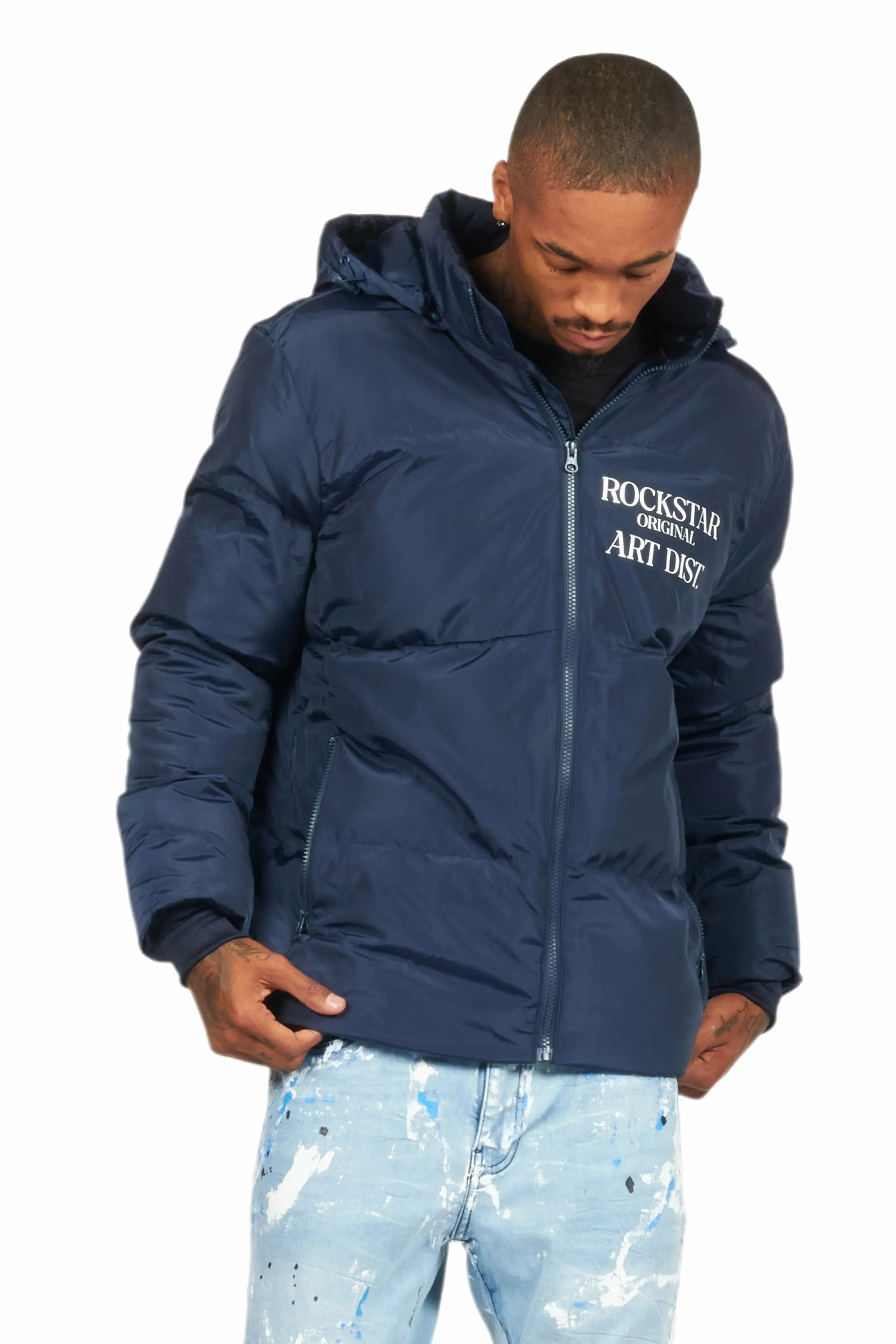 Briggs Navy Graphic Puffer