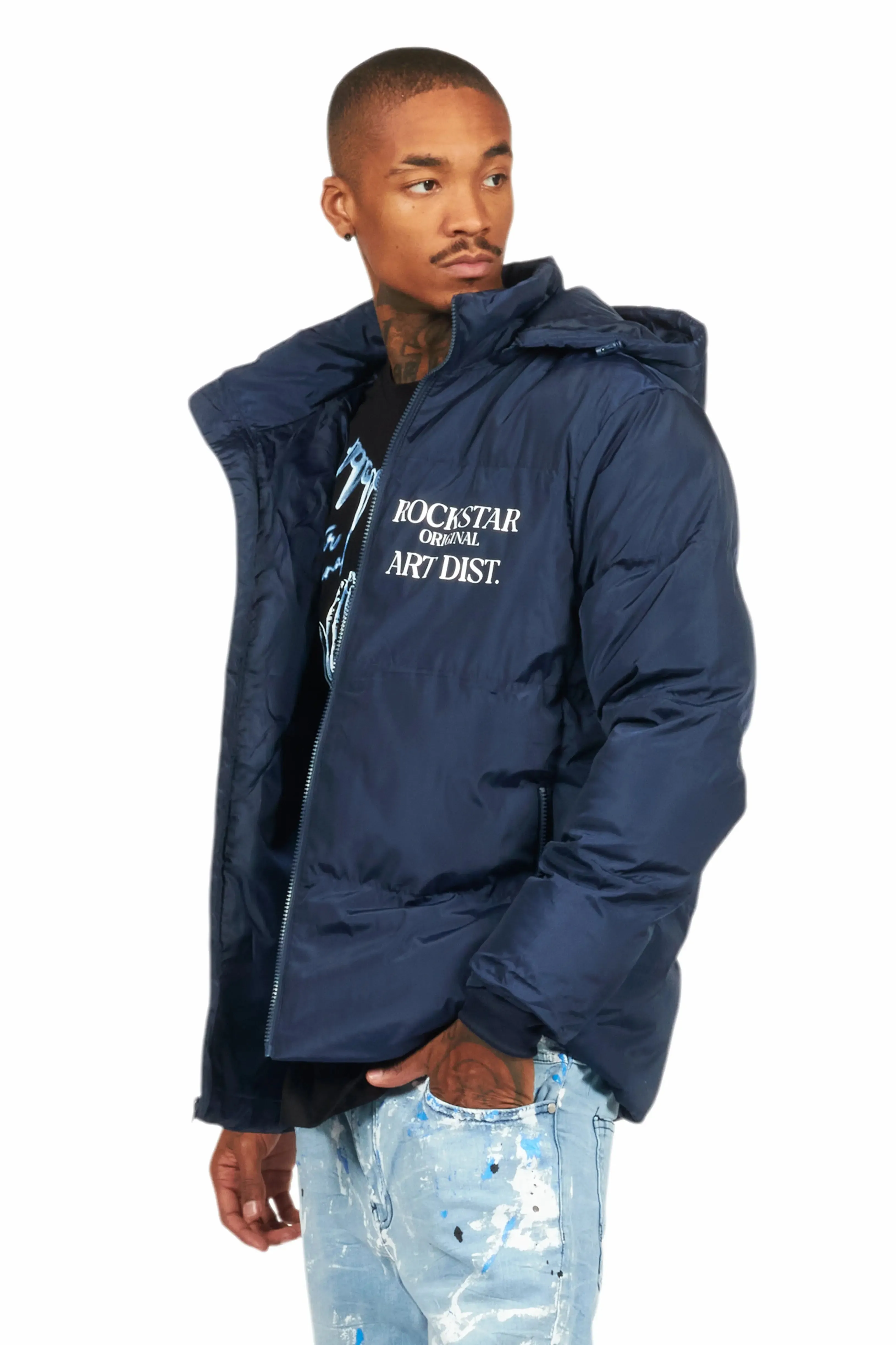 Briggs Navy Graphic Puffer