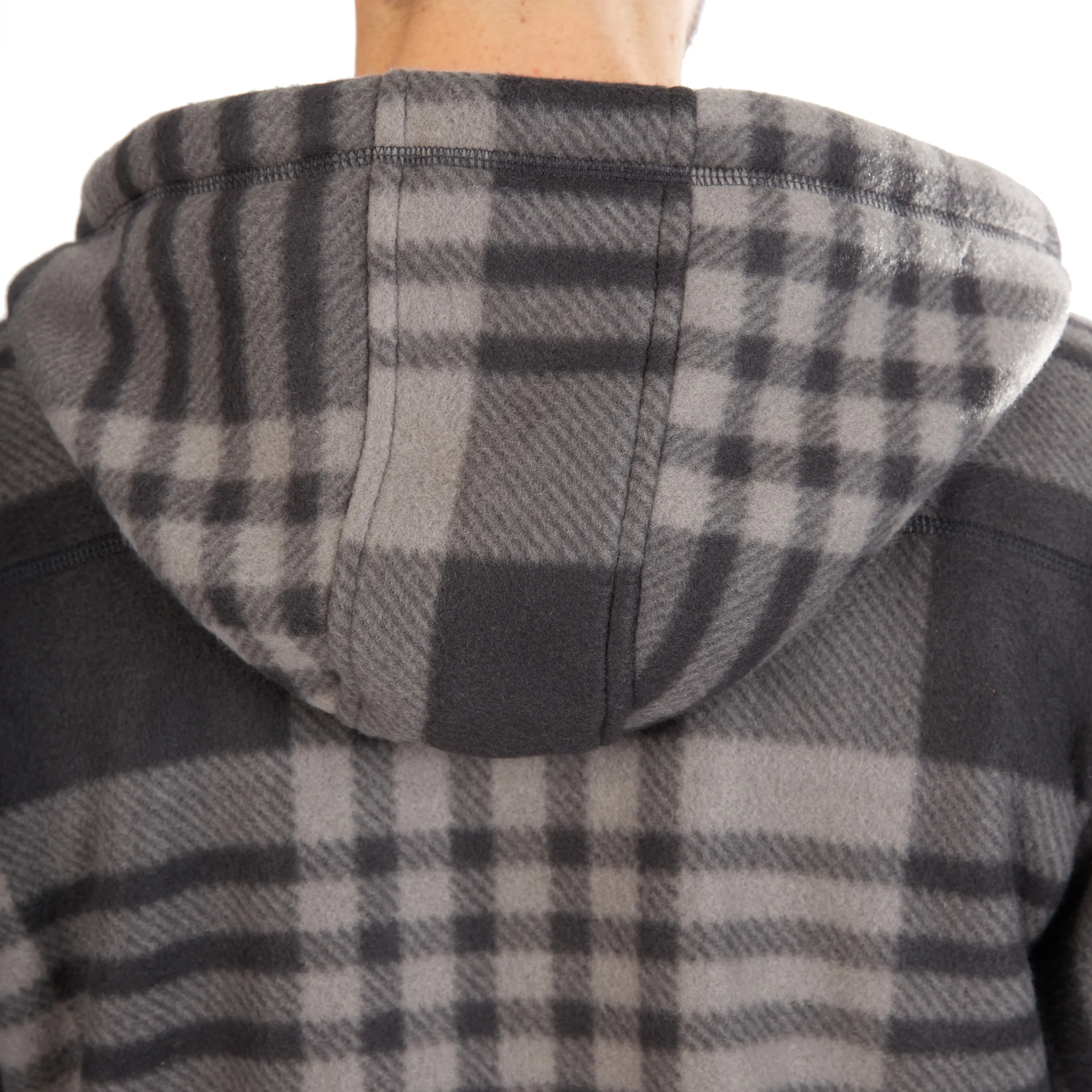 BUTTER-SHERPA LINED PLAID POLARFLEECE FULL ZIP HOODED JACKET