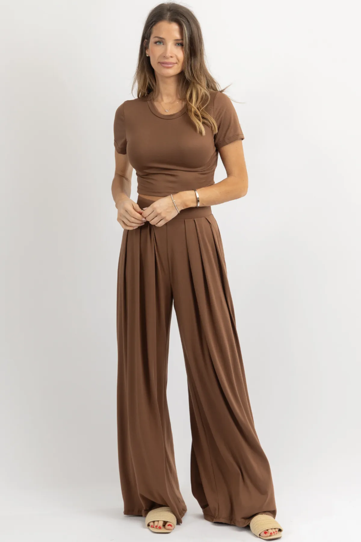 BUTTER SOFT BROWN PALAZZO PANT SET