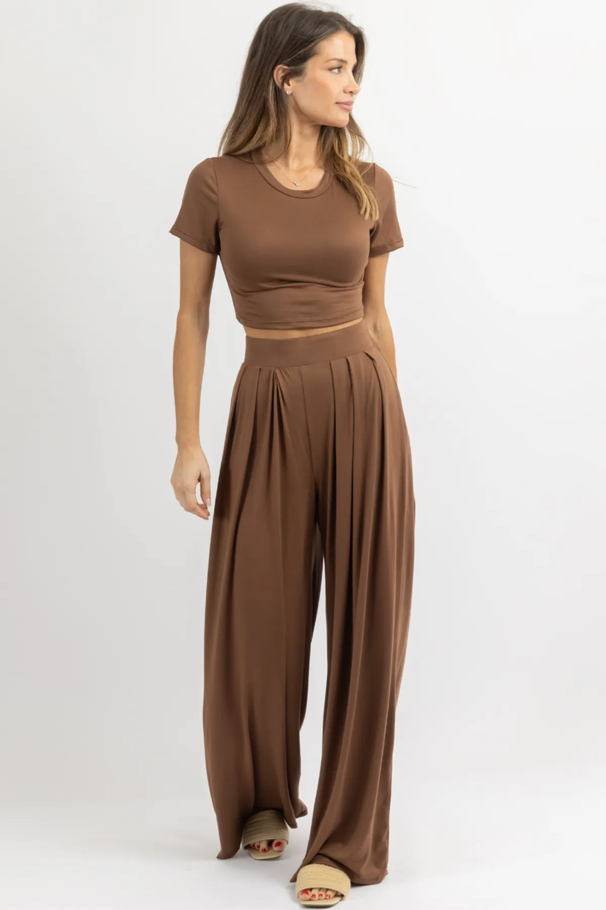 BUTTER SOFT BROWN PALAZZO PANT SET