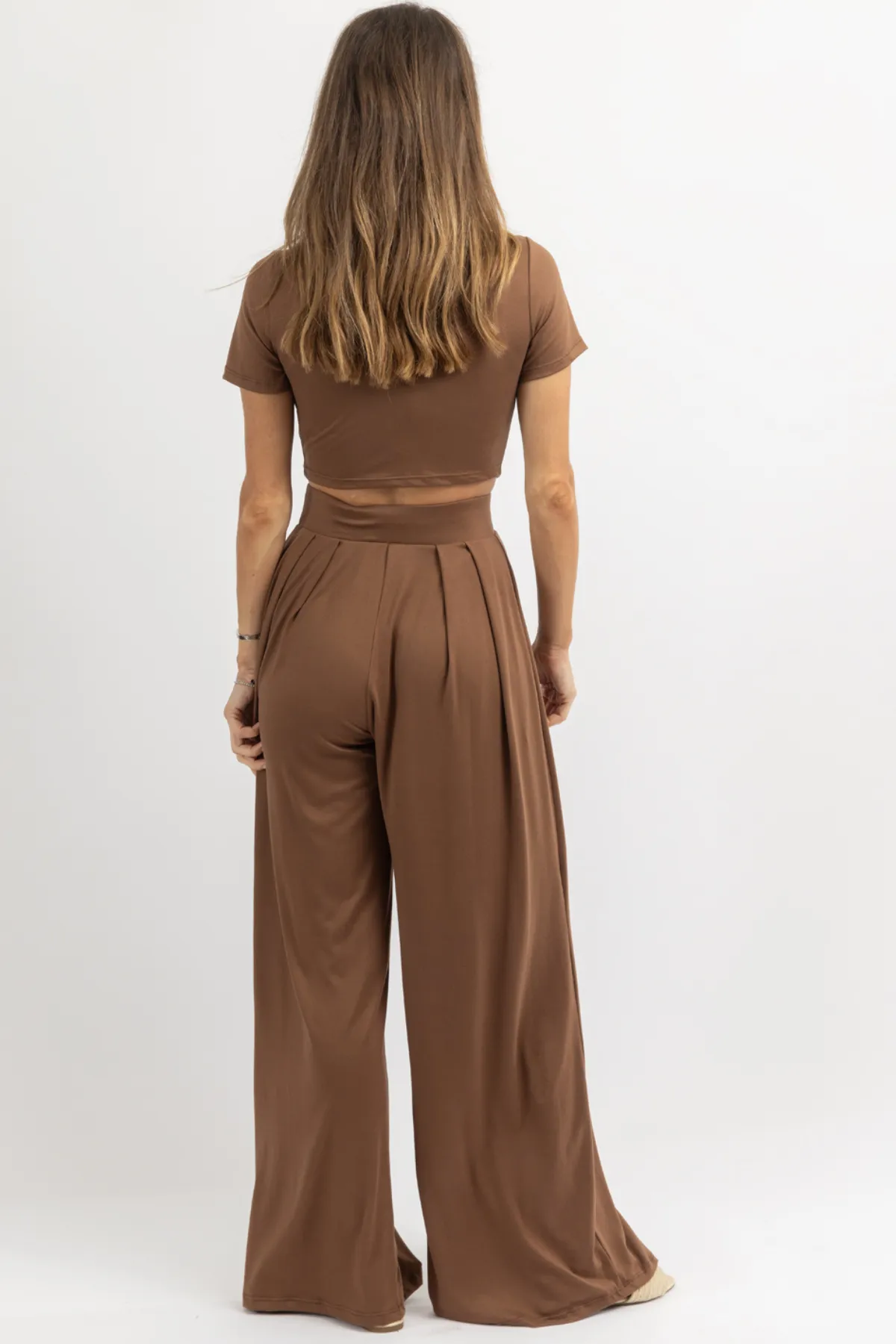 BUTTER SOFT BROWN PALAZZO PANT SET