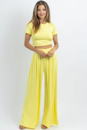 BUTTER SOFT LEMON PALAZZO PANT SET *BACK IN STOCK*