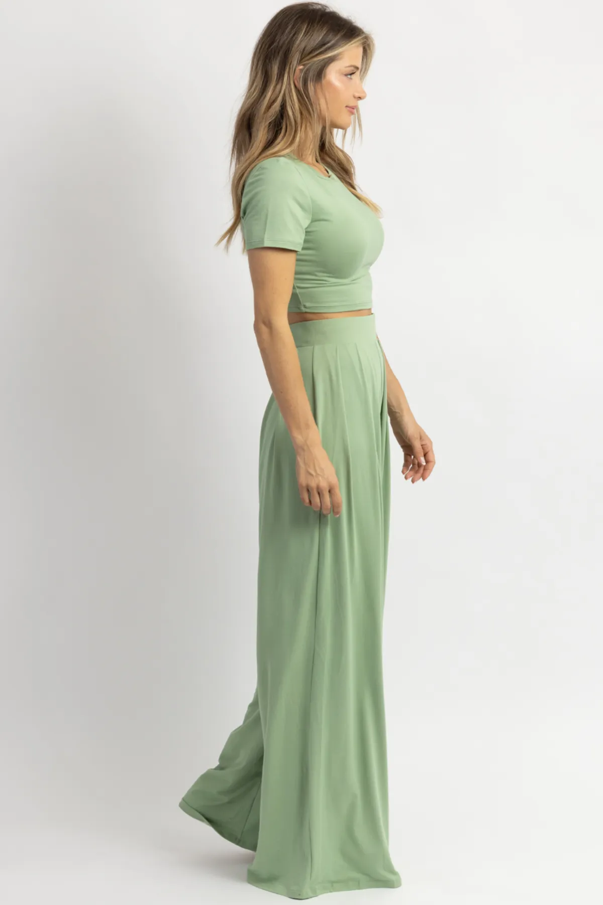 BUTTER SOFT SPRING GREEN PALAZZO PANT SET *BACK IN STOCK*