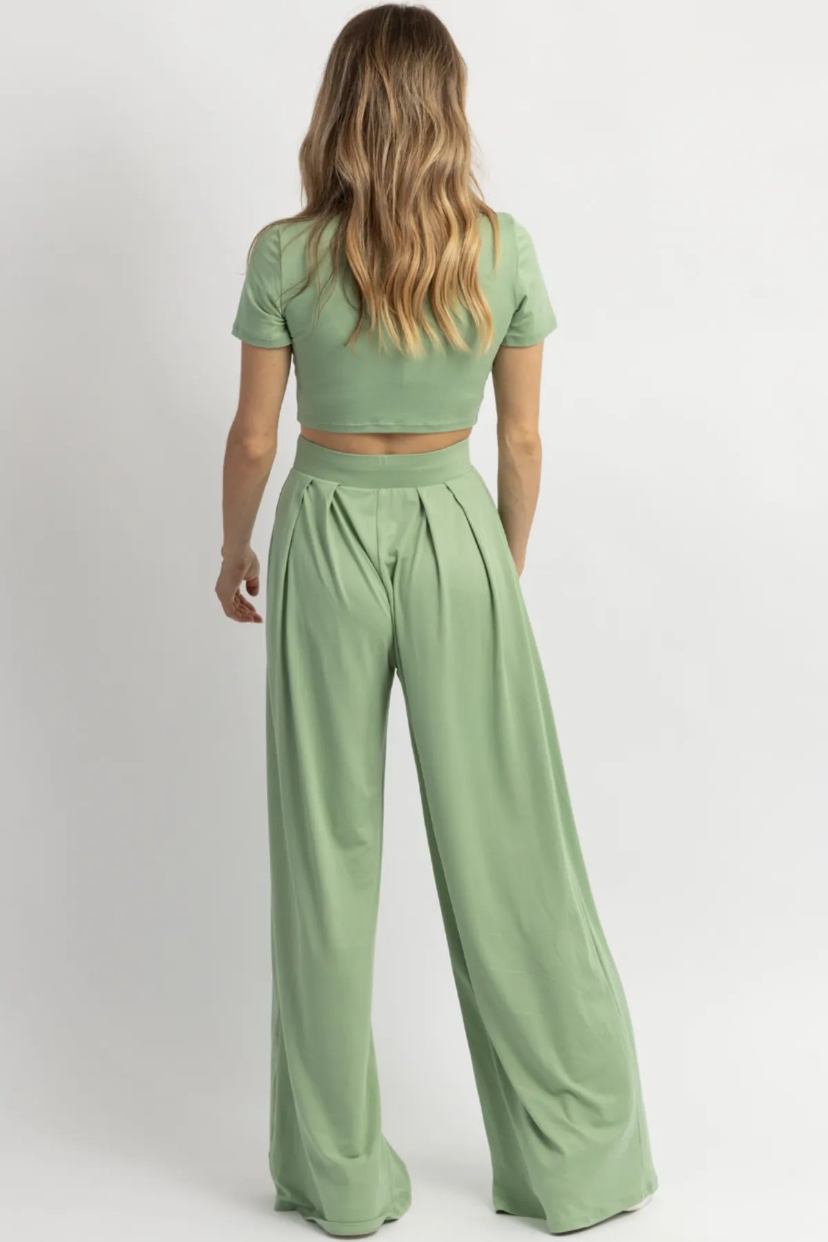 BUTTER SOFT SPRING GREEN PALAZZO PANT SET *BACK IN STOCK*