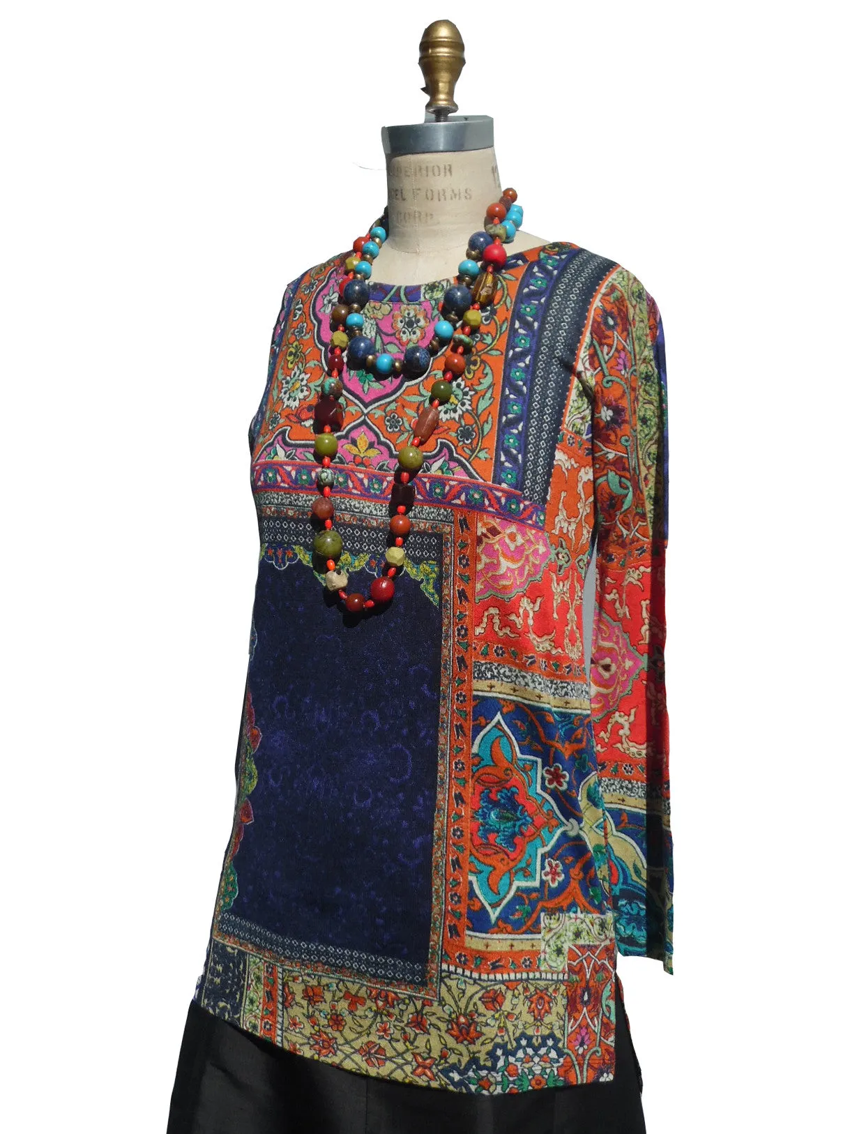 Cardigan Silk And Cashmere Paisley Black And Bright