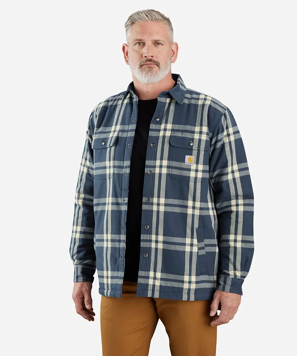 Carhartt Men's Sherpa-Lined Flannel Shirt Jacket - Dark Blue