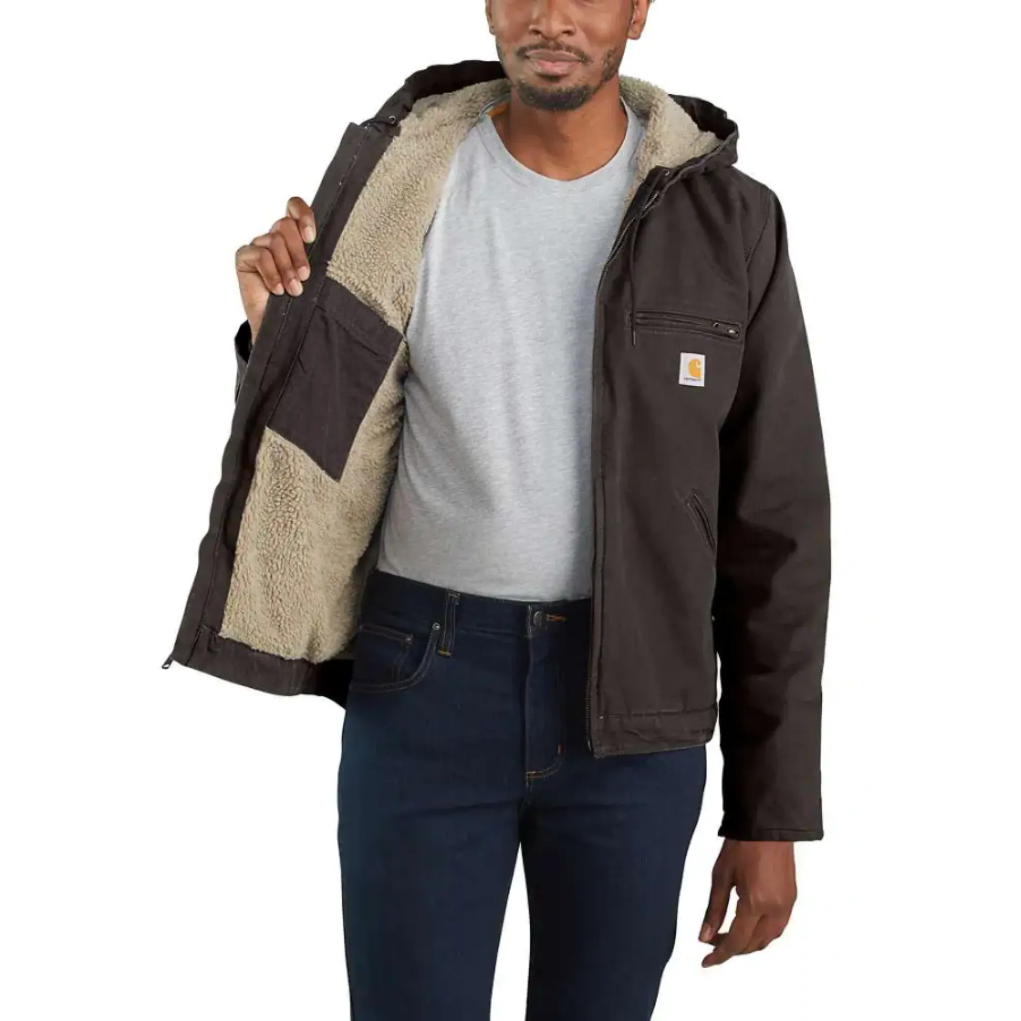 CARHARTT MEN'S WASHED DUCK SHERPA JACKET - 104392