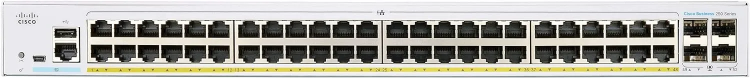 Cisco Business CBS250 48-Port Gigabit (370W PoE )   4-Port Gigabit SFP Uplink 智能交換機 (CBS250-48P-4G-UK / NE-2548P4G) 有限終生保用