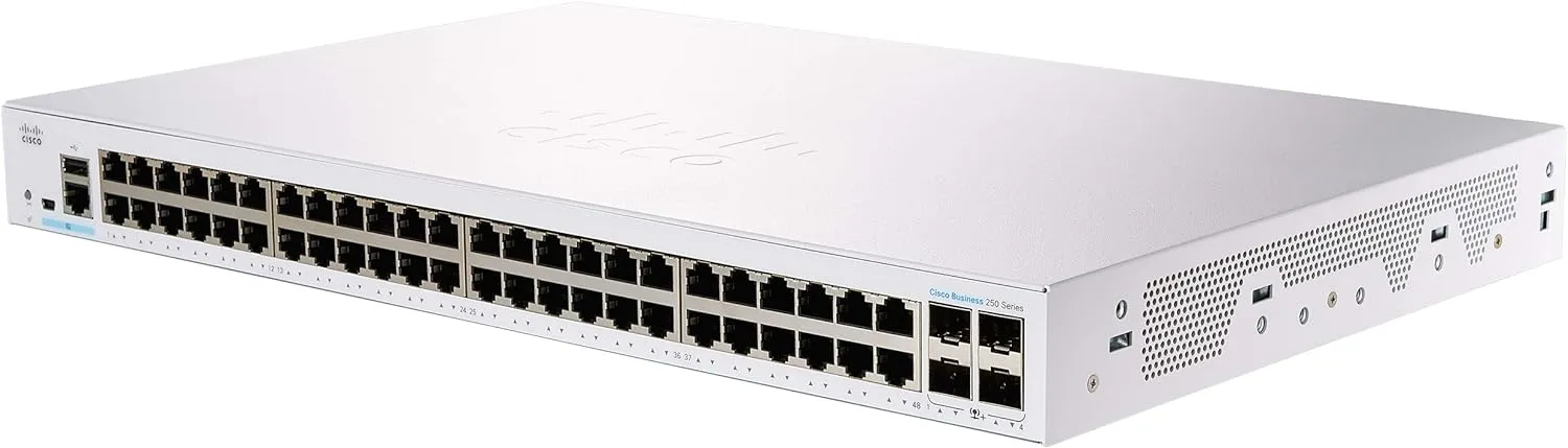 Cisco Business CBS250 48-Port Gigabit   4-Port 10G SFP  Uplink 智能交換機 (CBS250-48T-4X-UK / NE-2548T4X) 有限終生保用