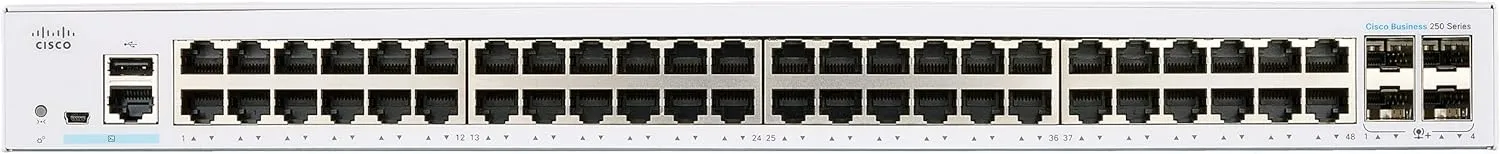 Cisco Business CBS250 48-Port Gigabit   4-Port 10G SFP  Uplink 智能交換機 (CBS250-48T-4X-UK / NE-2548T4X) 有限終生保用